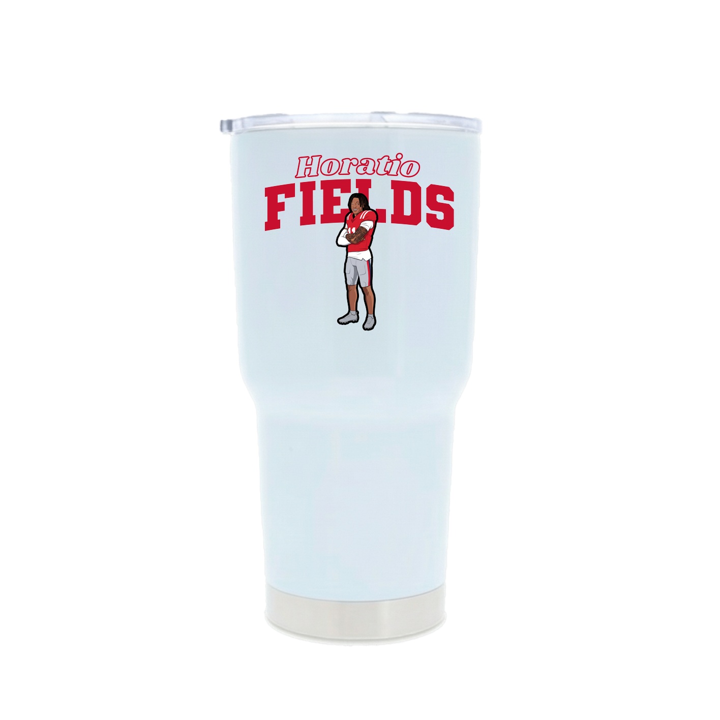 30oz Stainless Steel Tumbler — Name Arch in White