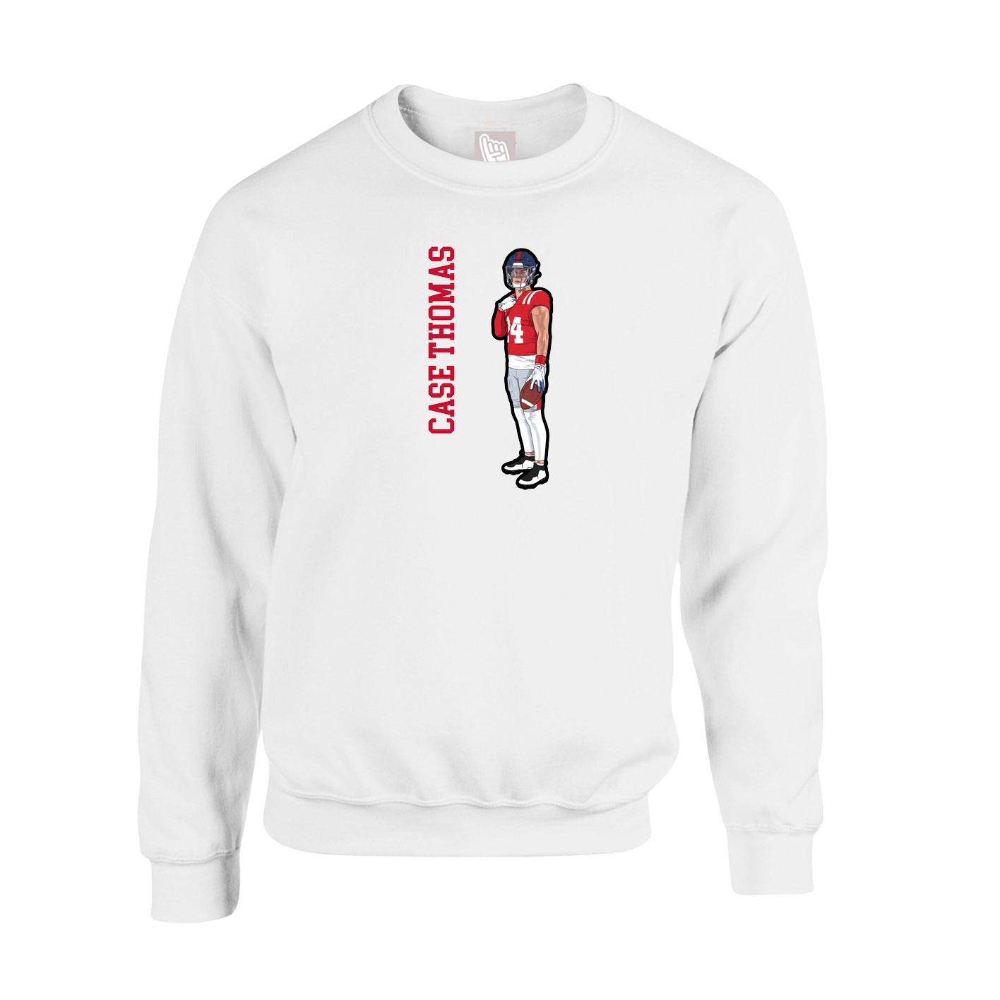 Fleece Crew — Name Vertical in White