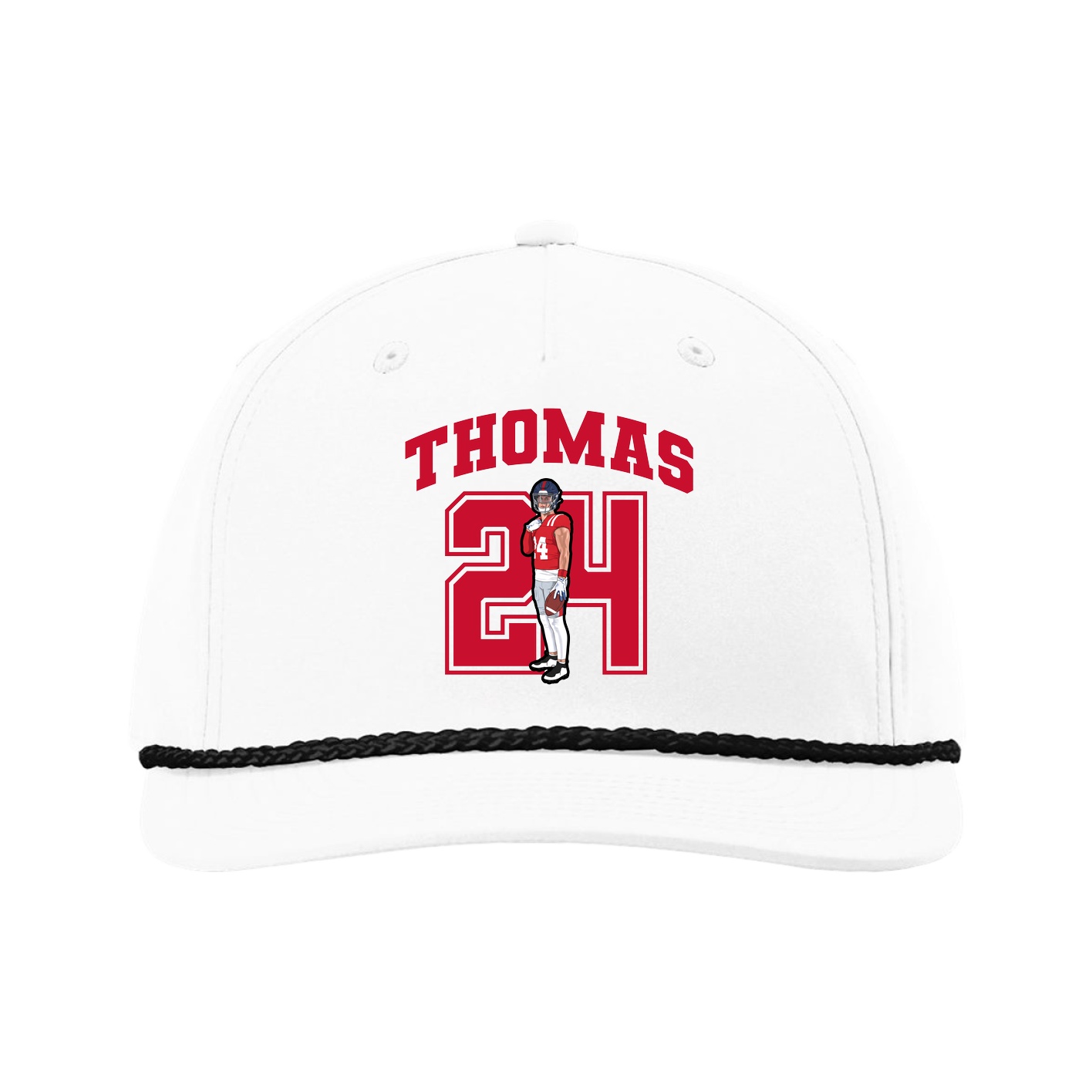 Five-Panel Classic Rope Cap — Number in White