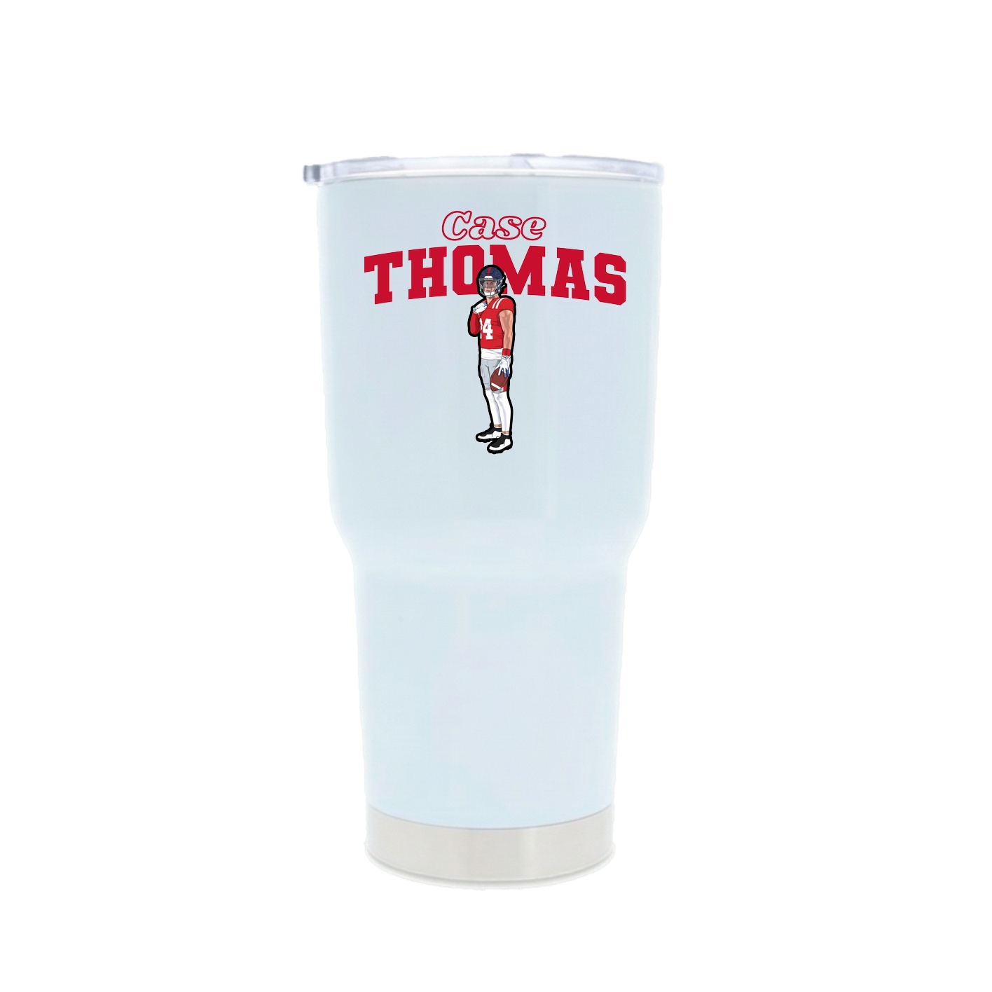 30oz Stainless Steel Tumbler — Name Arch in White
