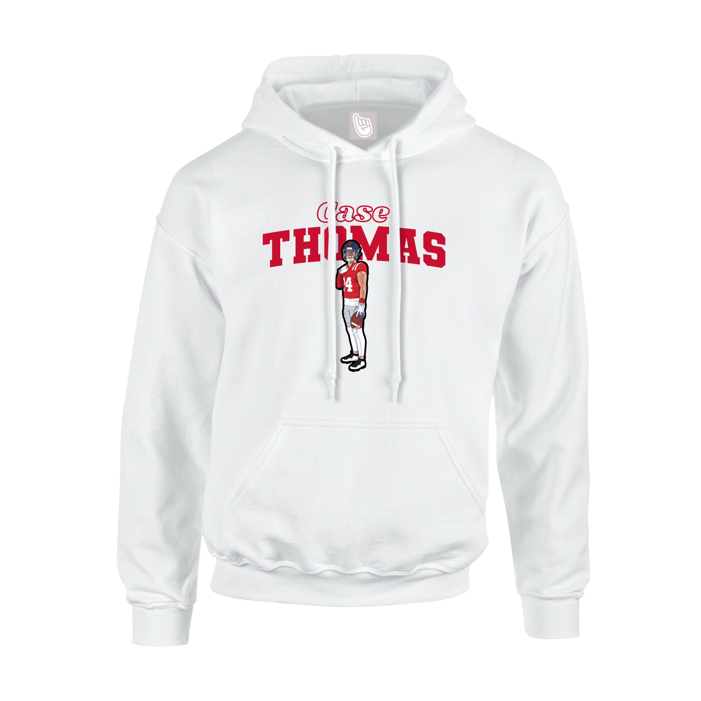Youth Hoodie — Name Arch in White