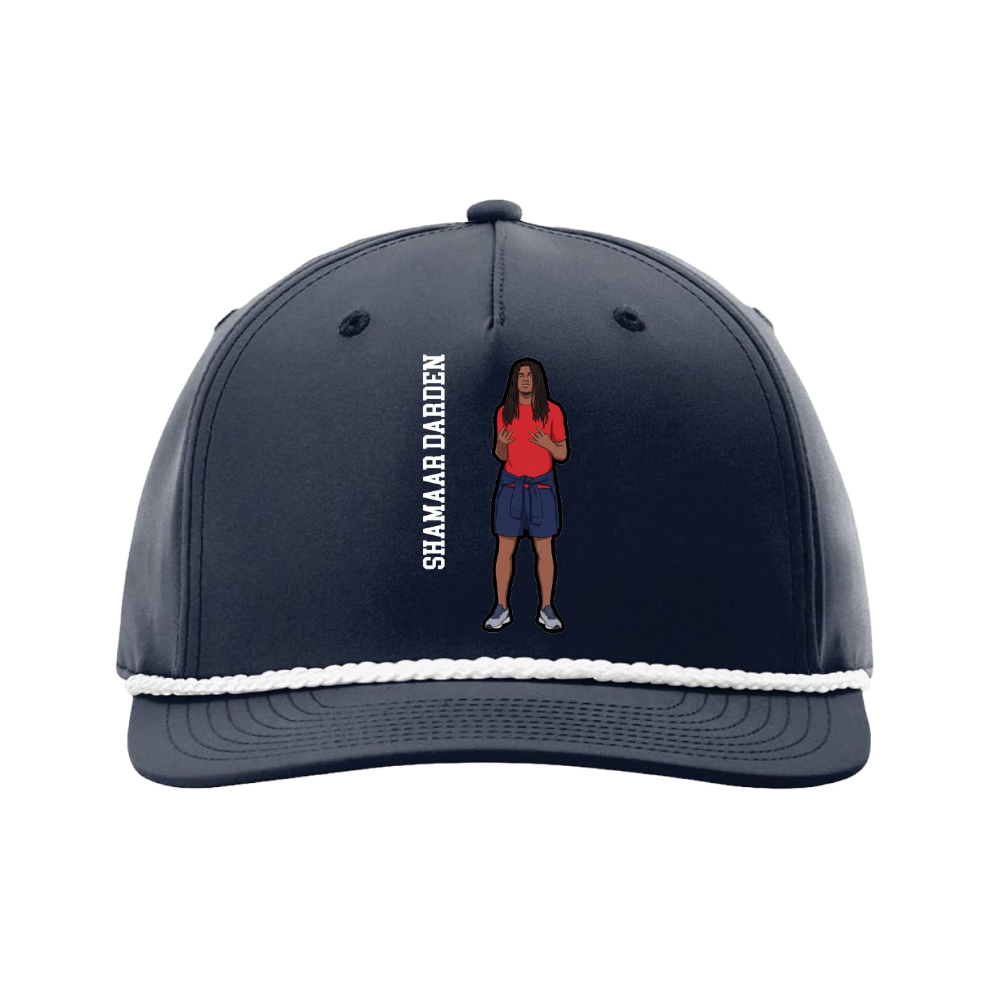 Five-Panel Classic Rope Cap — Name Vertical in Navy