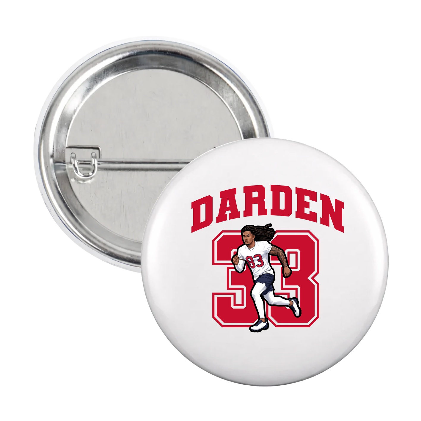 Game Day Button — Number in White