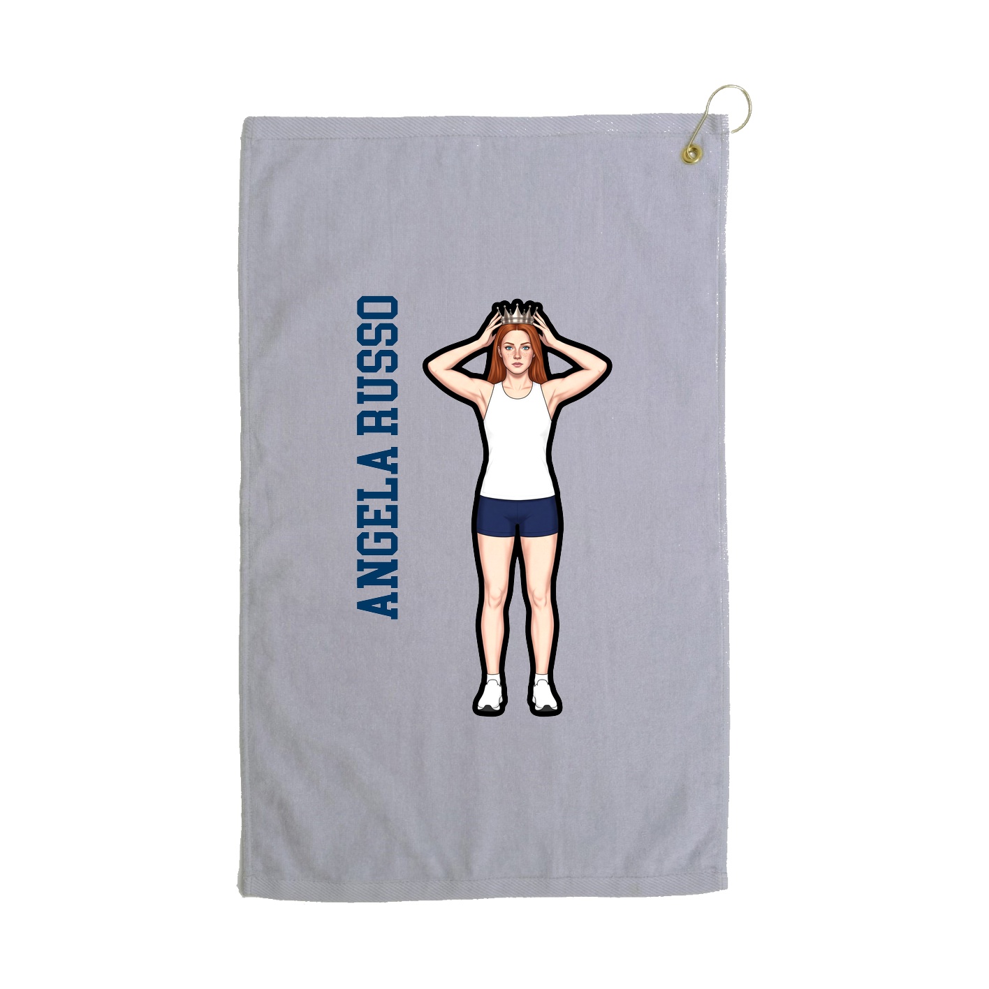 Golf Towel — Name Vertical in Grey
