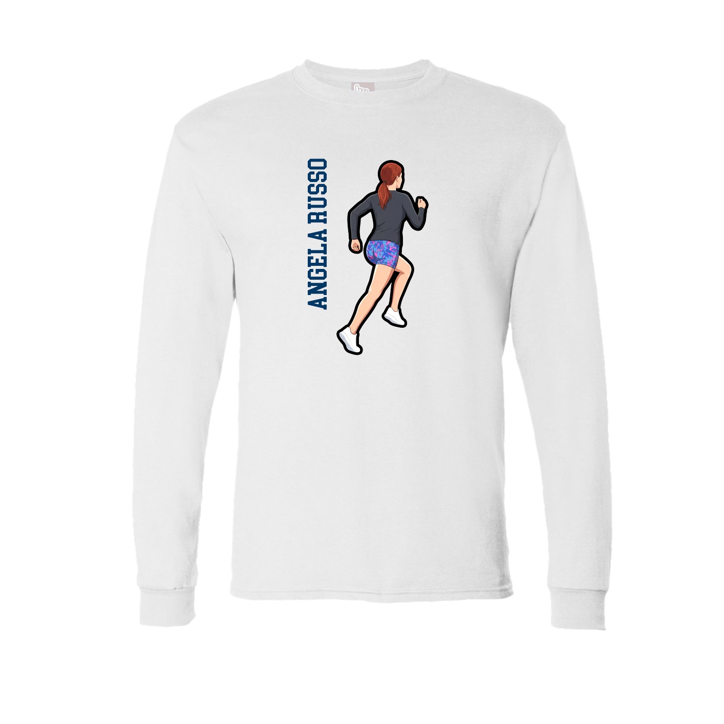Long Sleeve Tee — Name Vertical in White
