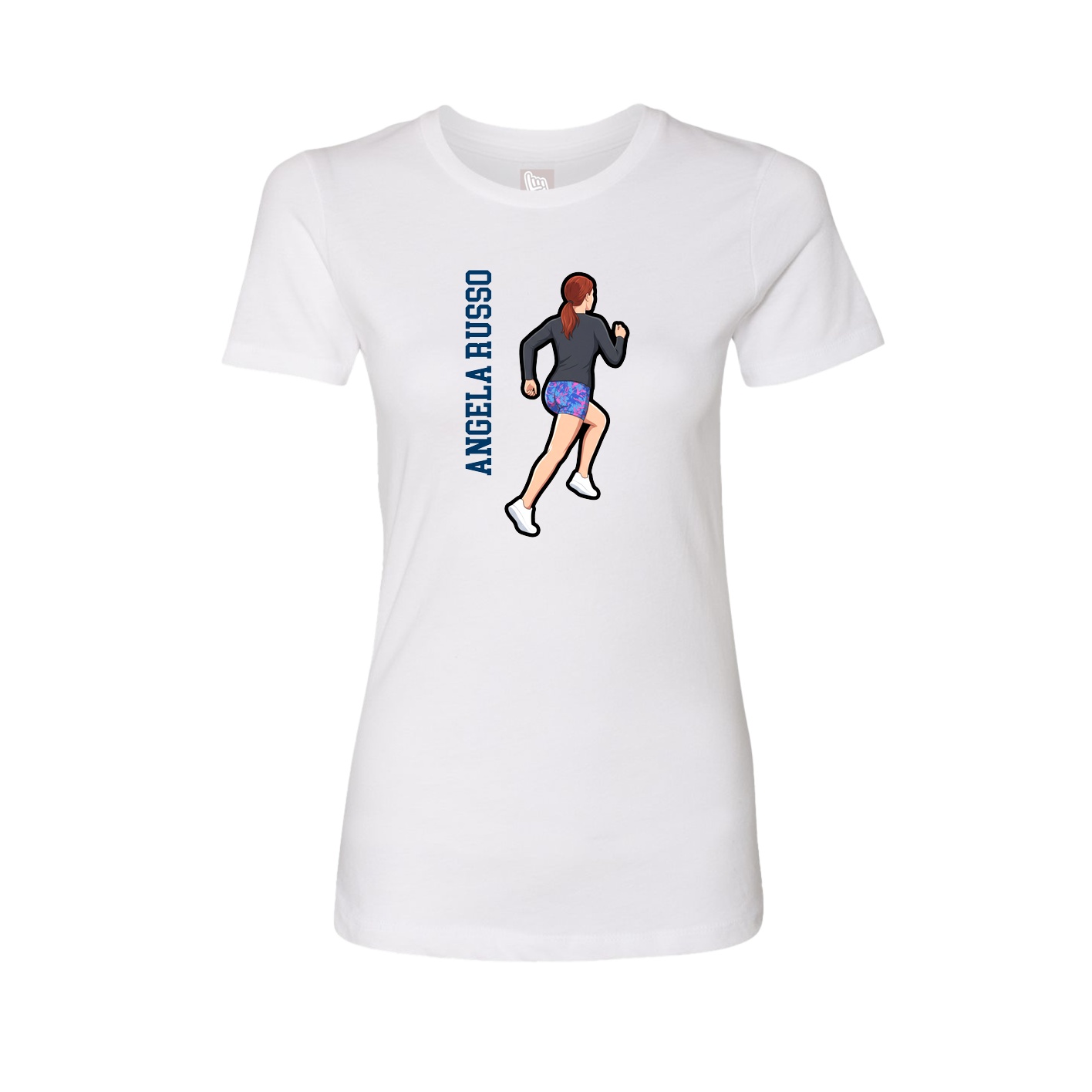 Fitted Women's Tee — Name Vertical in White