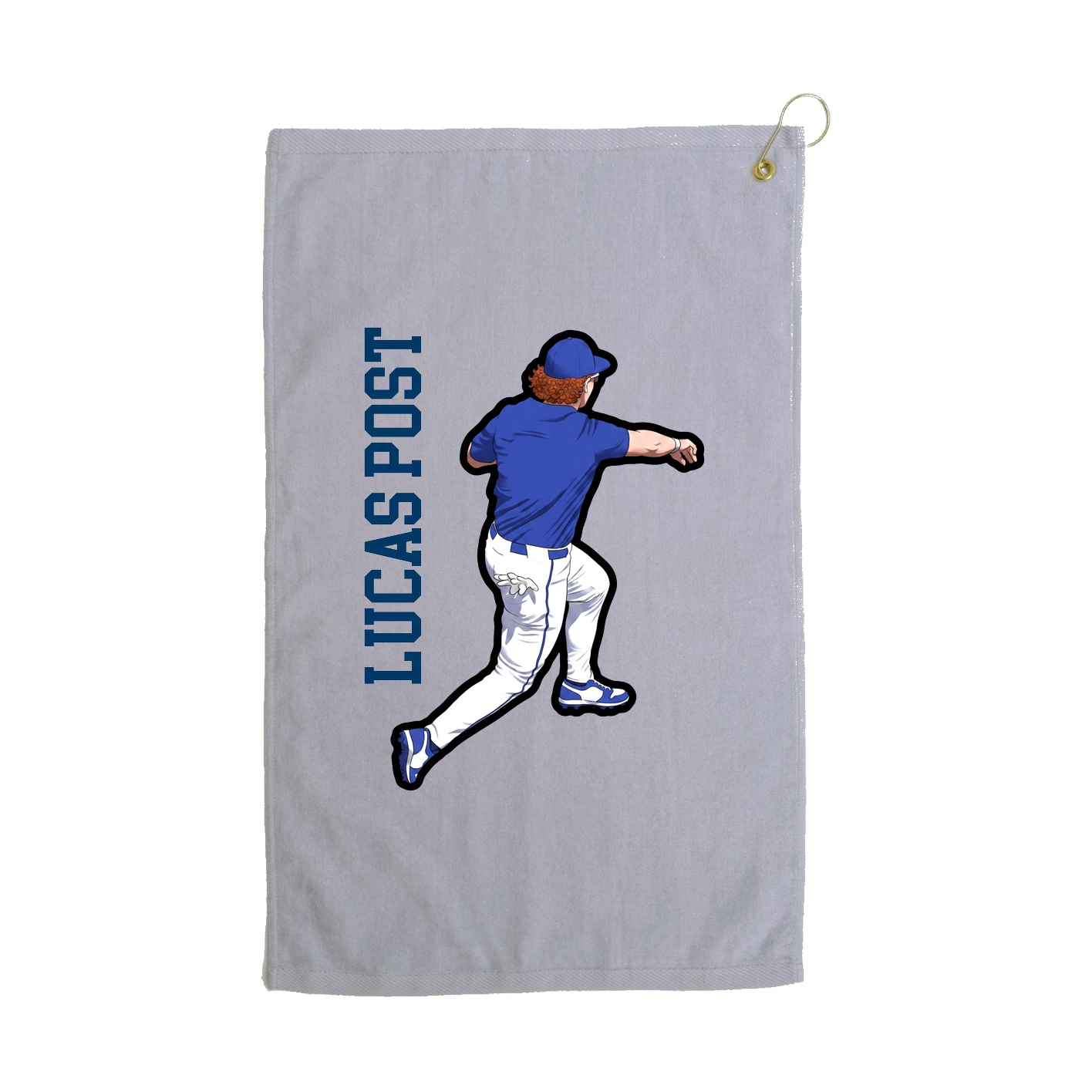 Golf Towel — Name Vertical in Grey