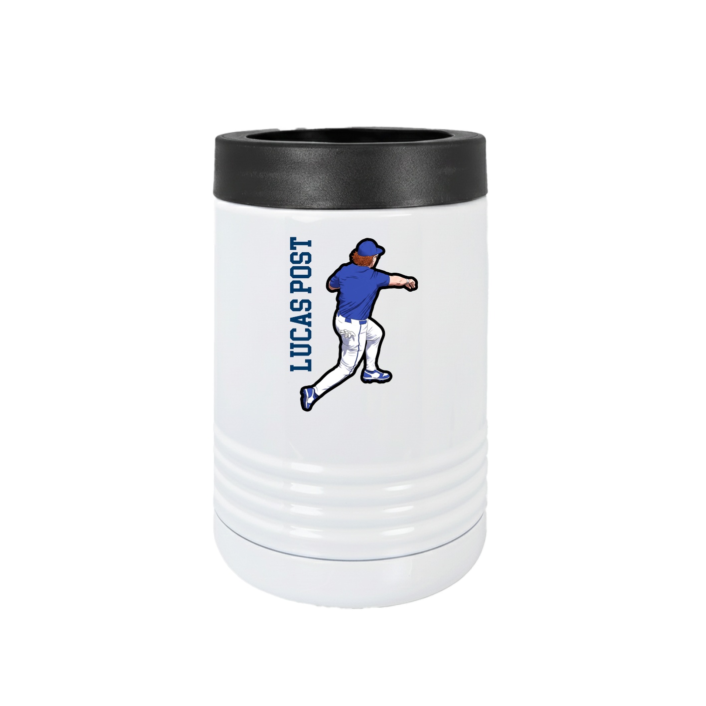 Beverage Holder — Name Vertical in White