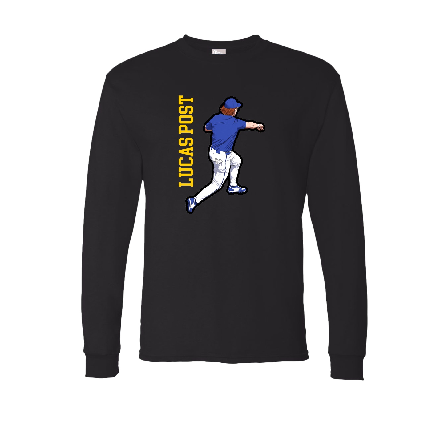 Long Sleeve Tee — Name Vertical in Black