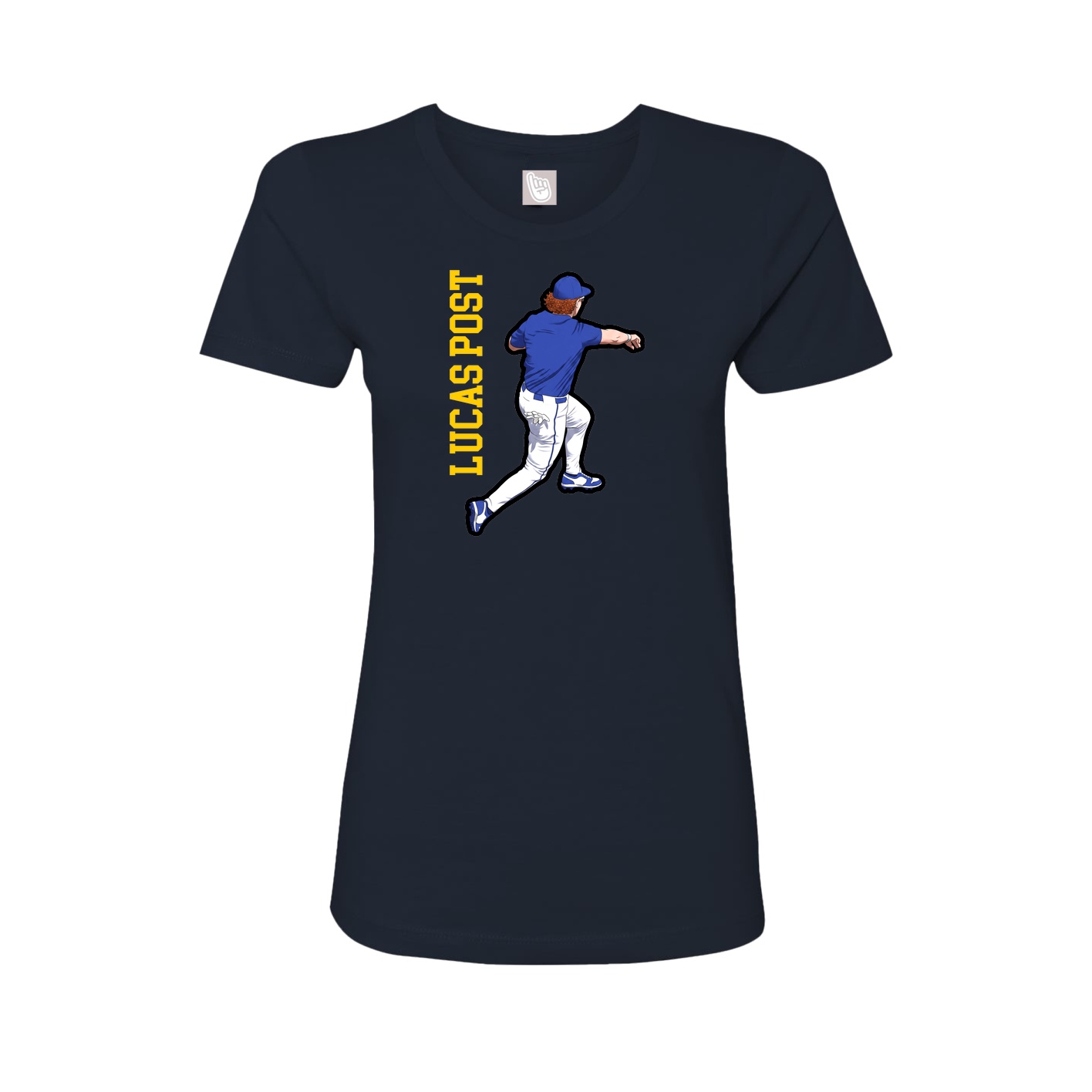 Fitted Women's Tee — Name Vertical in Navy