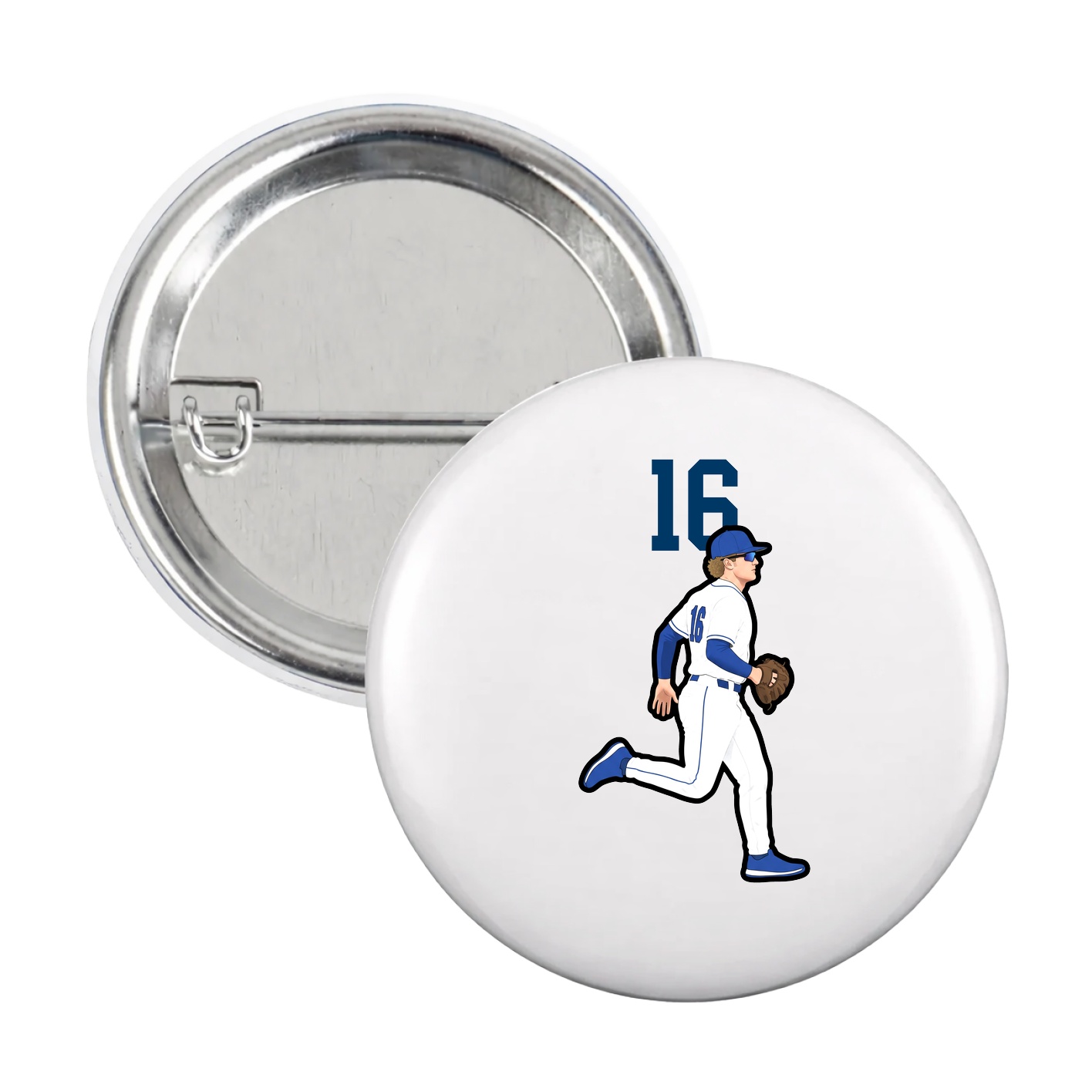 Game Day Button — Number Top in White