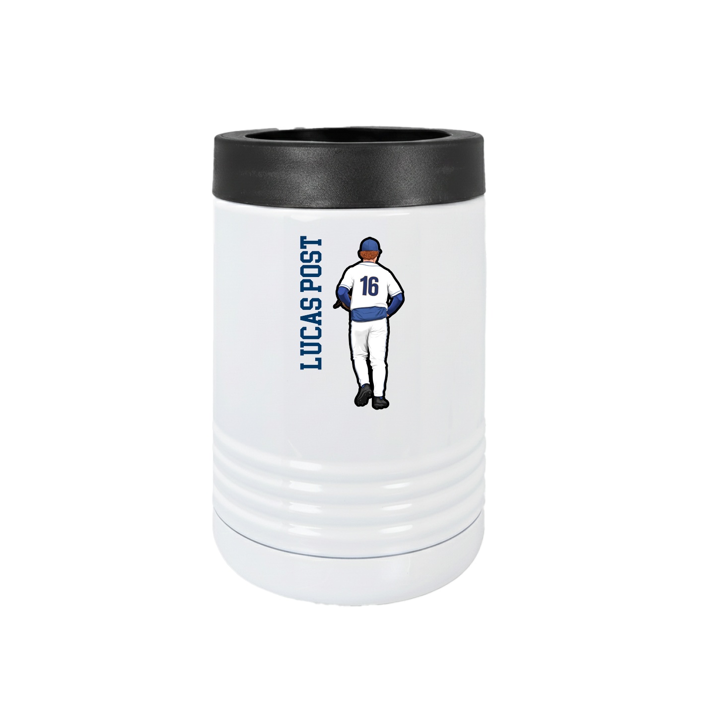 Beverage Holder — Name Vertical in White