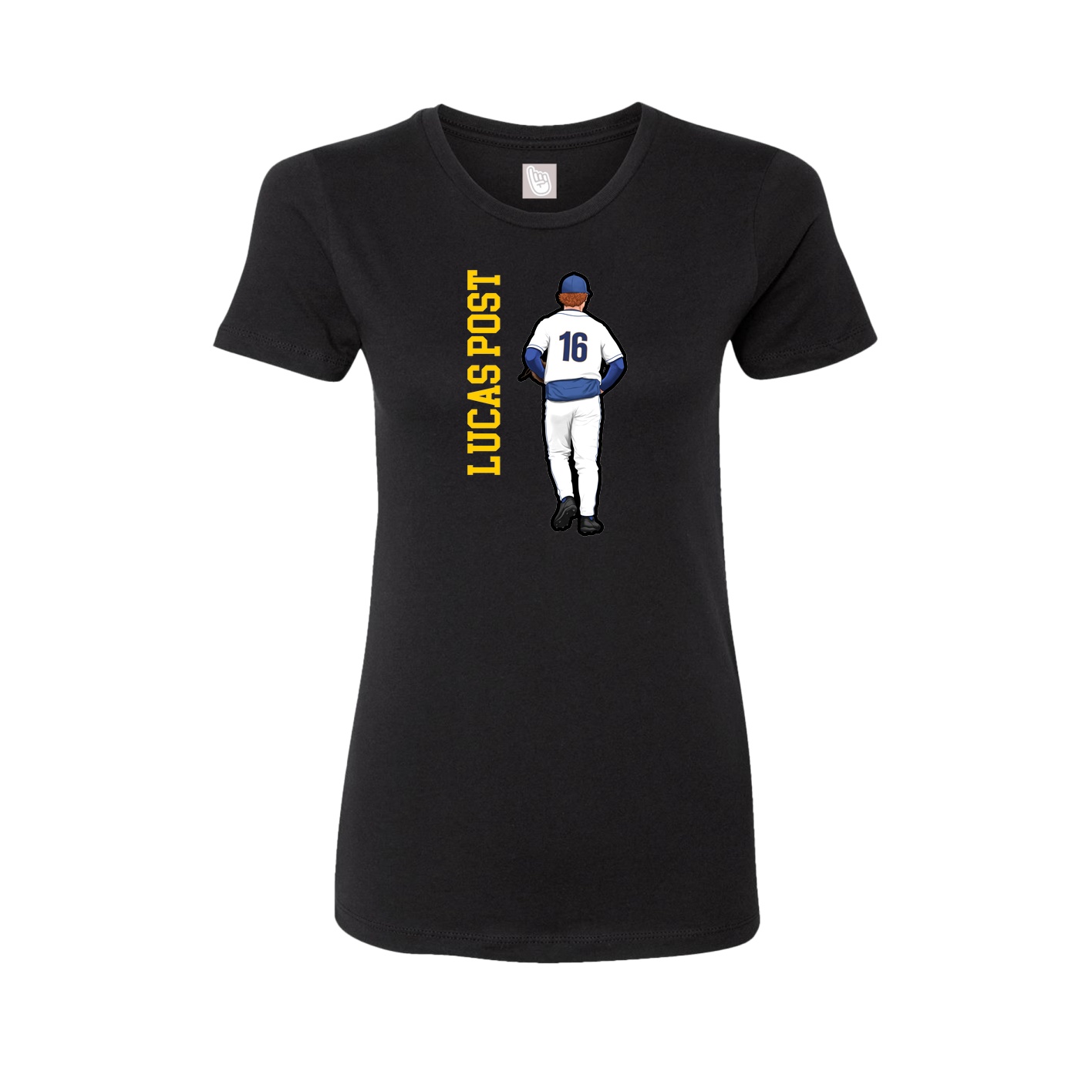 Womens Tee — Name Vertical in Black