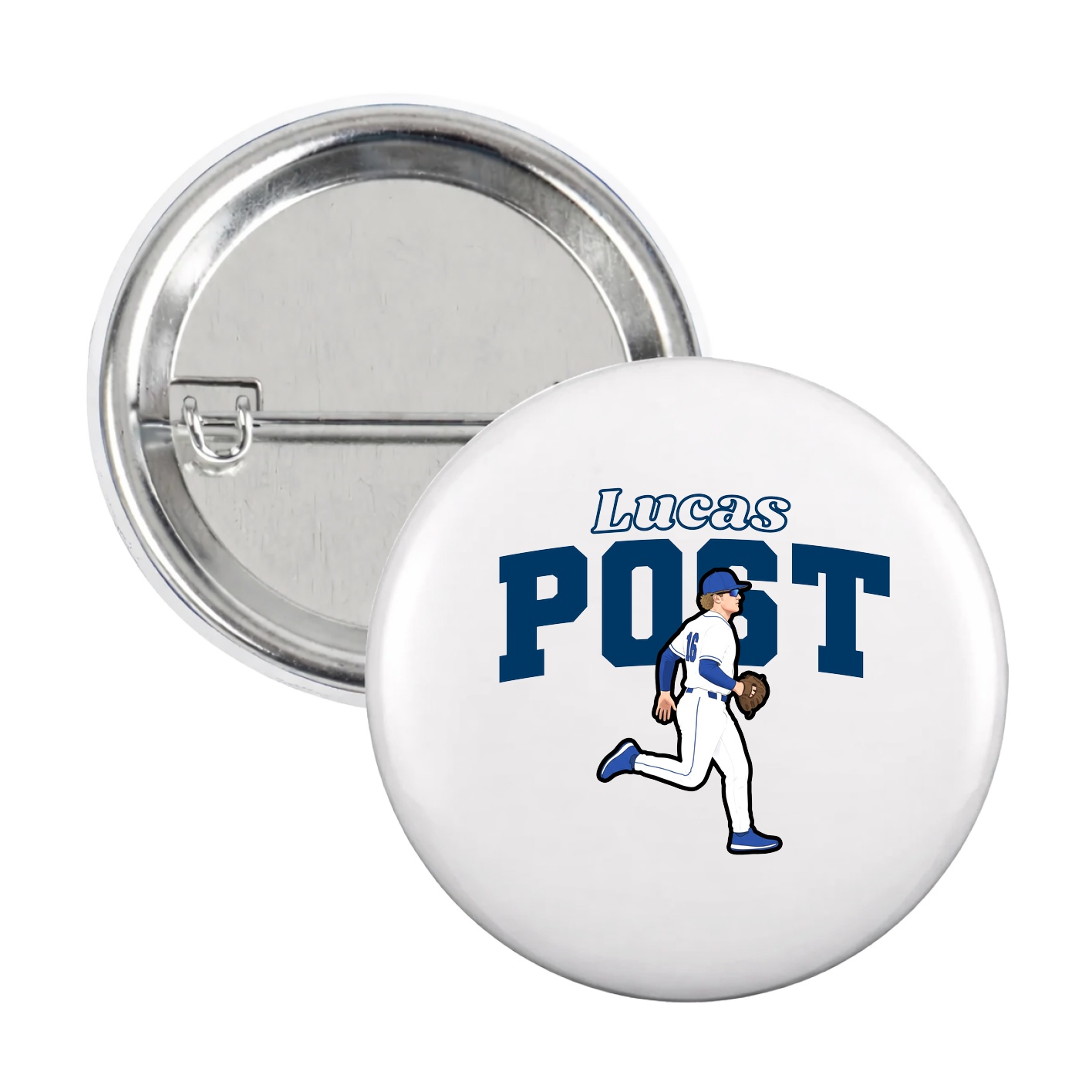 Game Day Button — Name Arch in White
