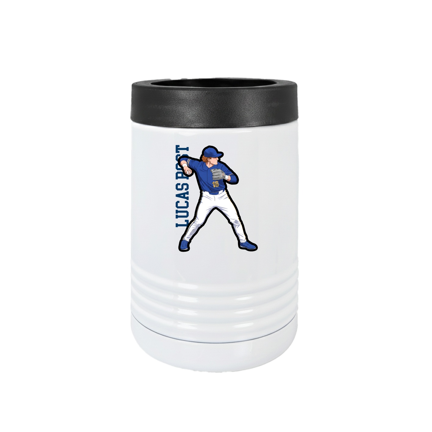 Beverage Holder — Name Vertical in White