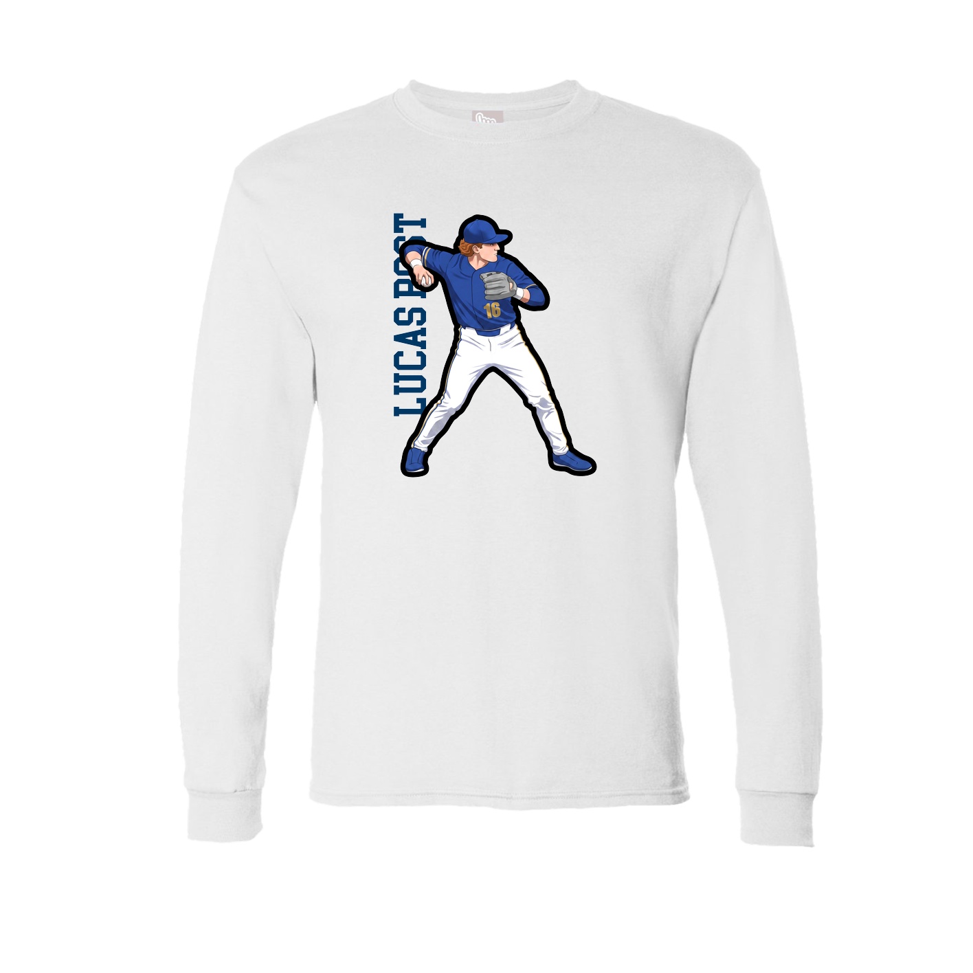 Long Sleeve Tee — Name Vertical in White