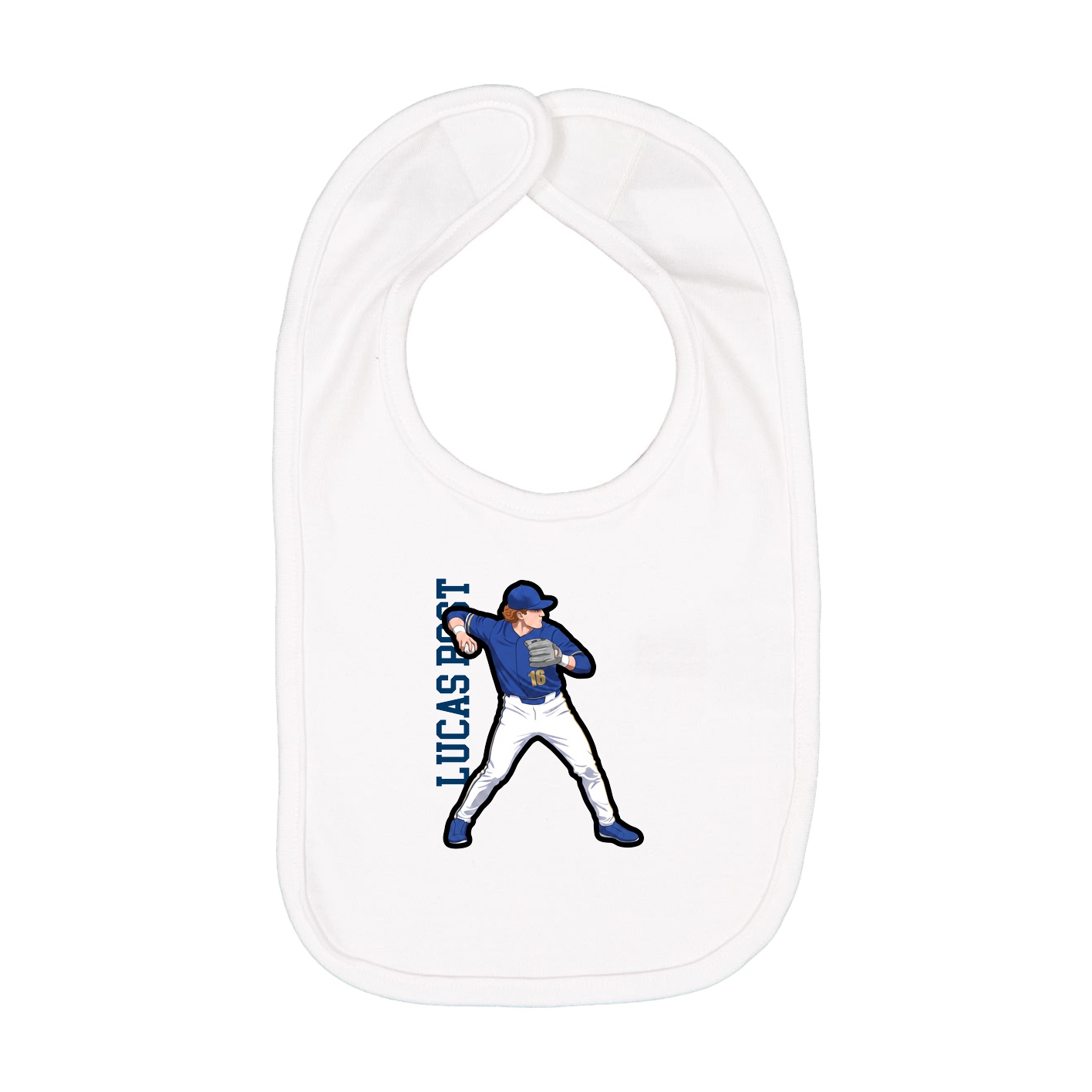 Infant Bib — Name Vertical in White