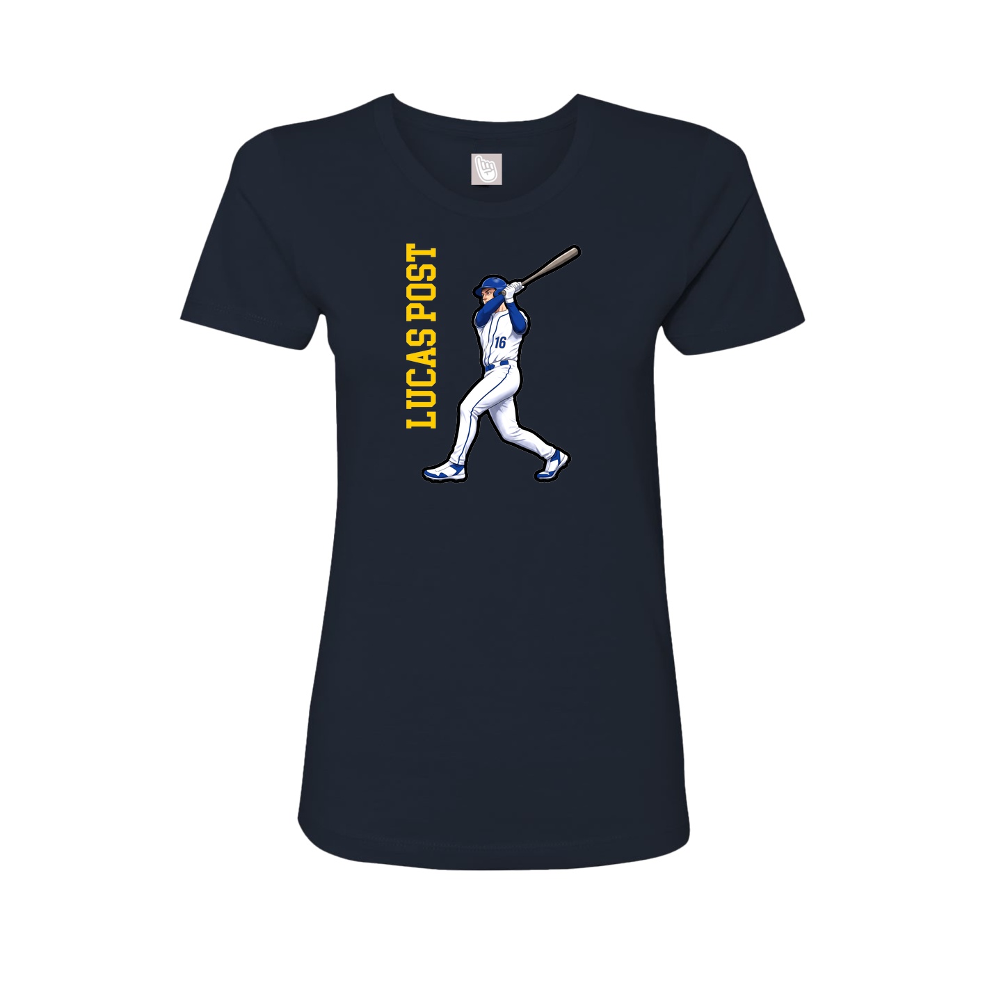 Womens Tee — Name Vertical in Navy