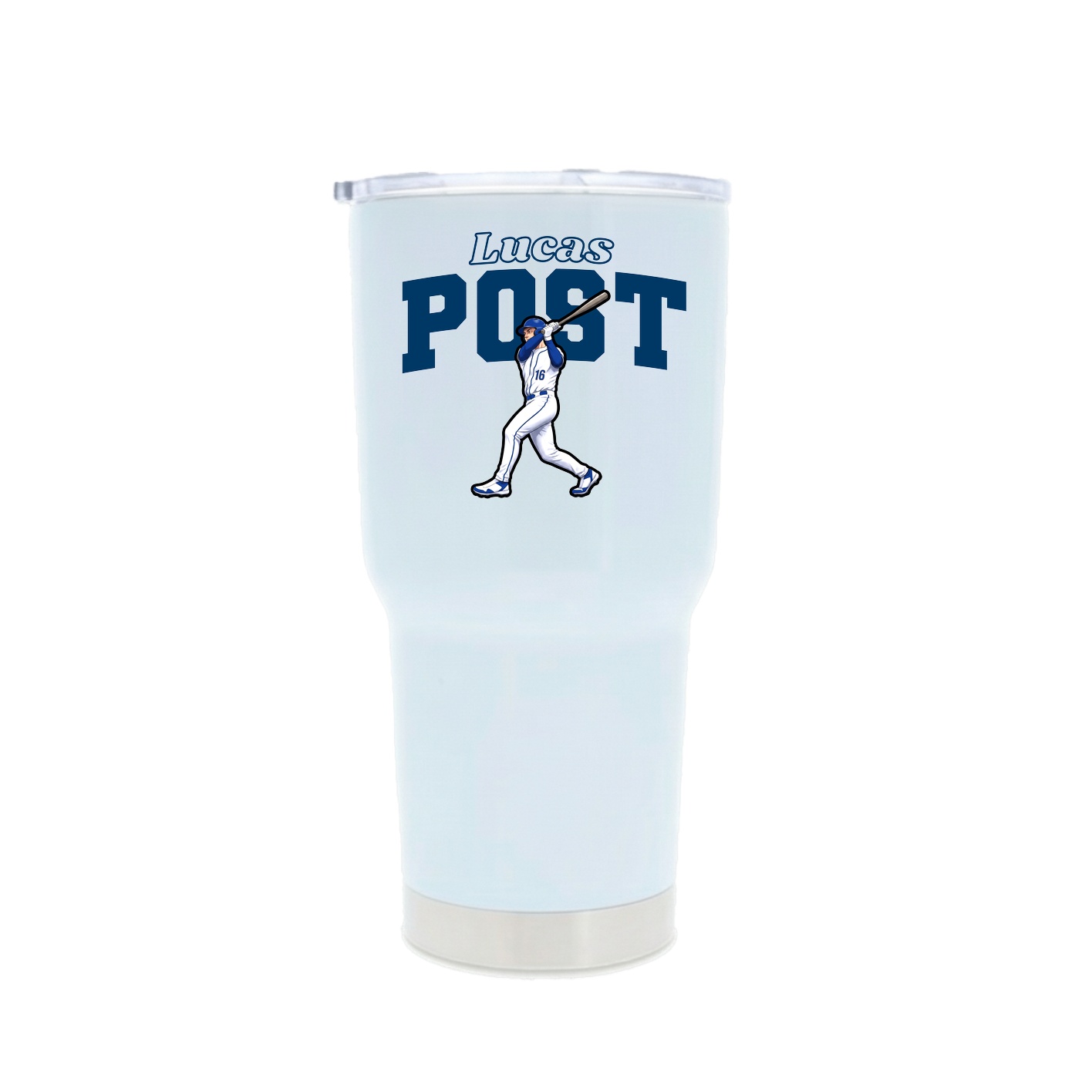 30oz Stainless Steel Tumbler — Name Arch in White