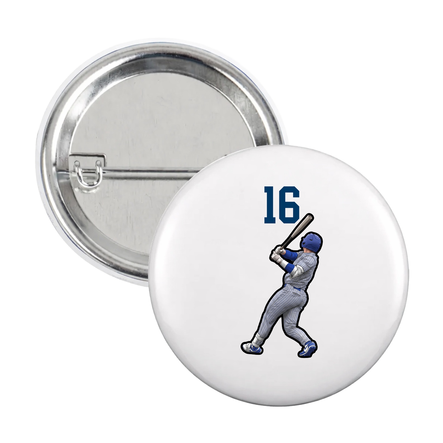 Game Day Button — Number Top in White