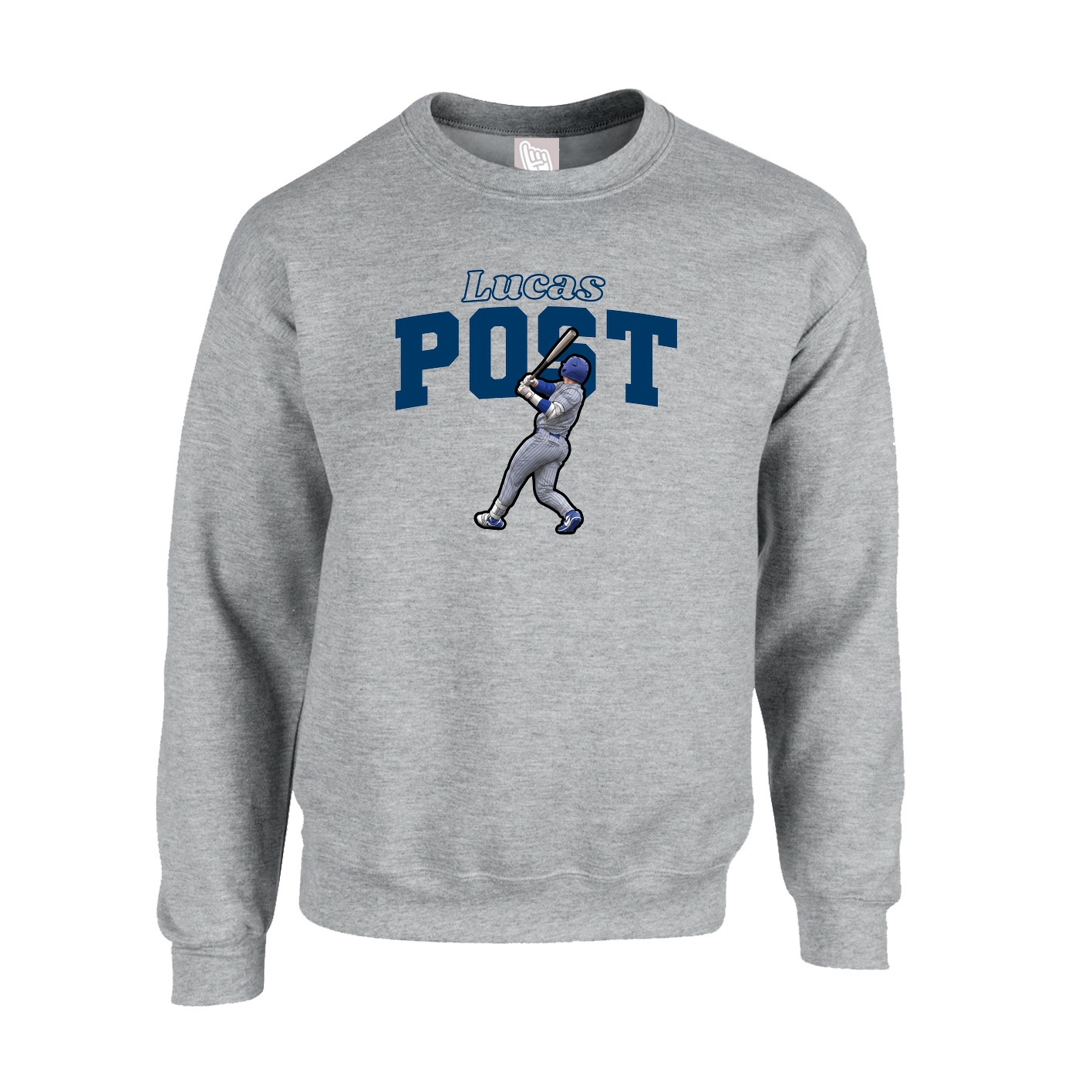 Fleece Crew — Name Arch in Grey