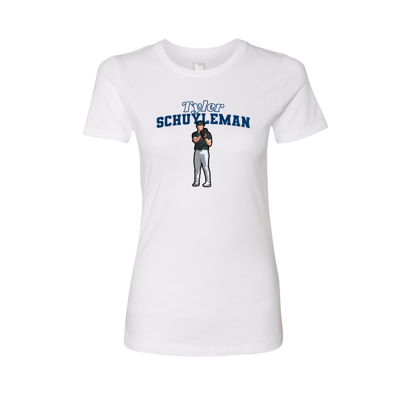 Fitted Women's Tee — Name Arch in White