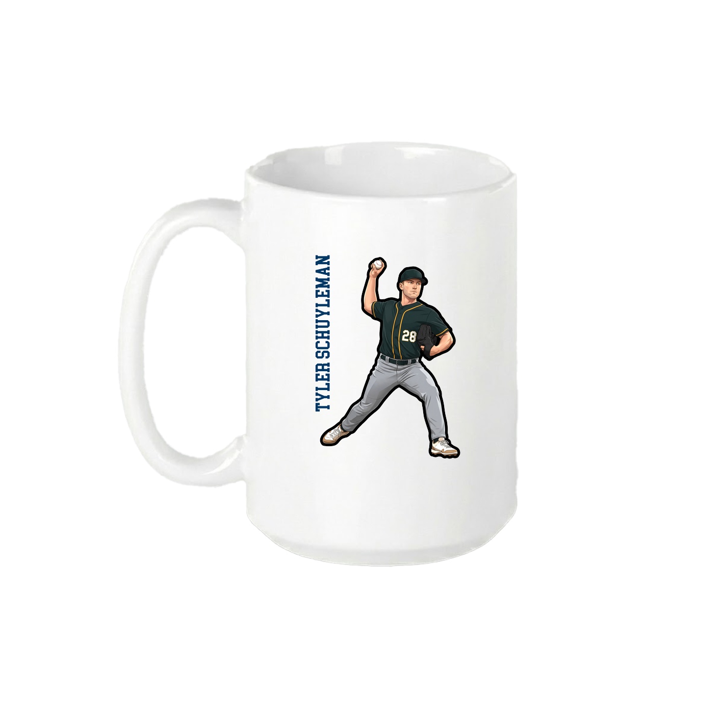 15oz Coffee Mug — Name Vertical in White