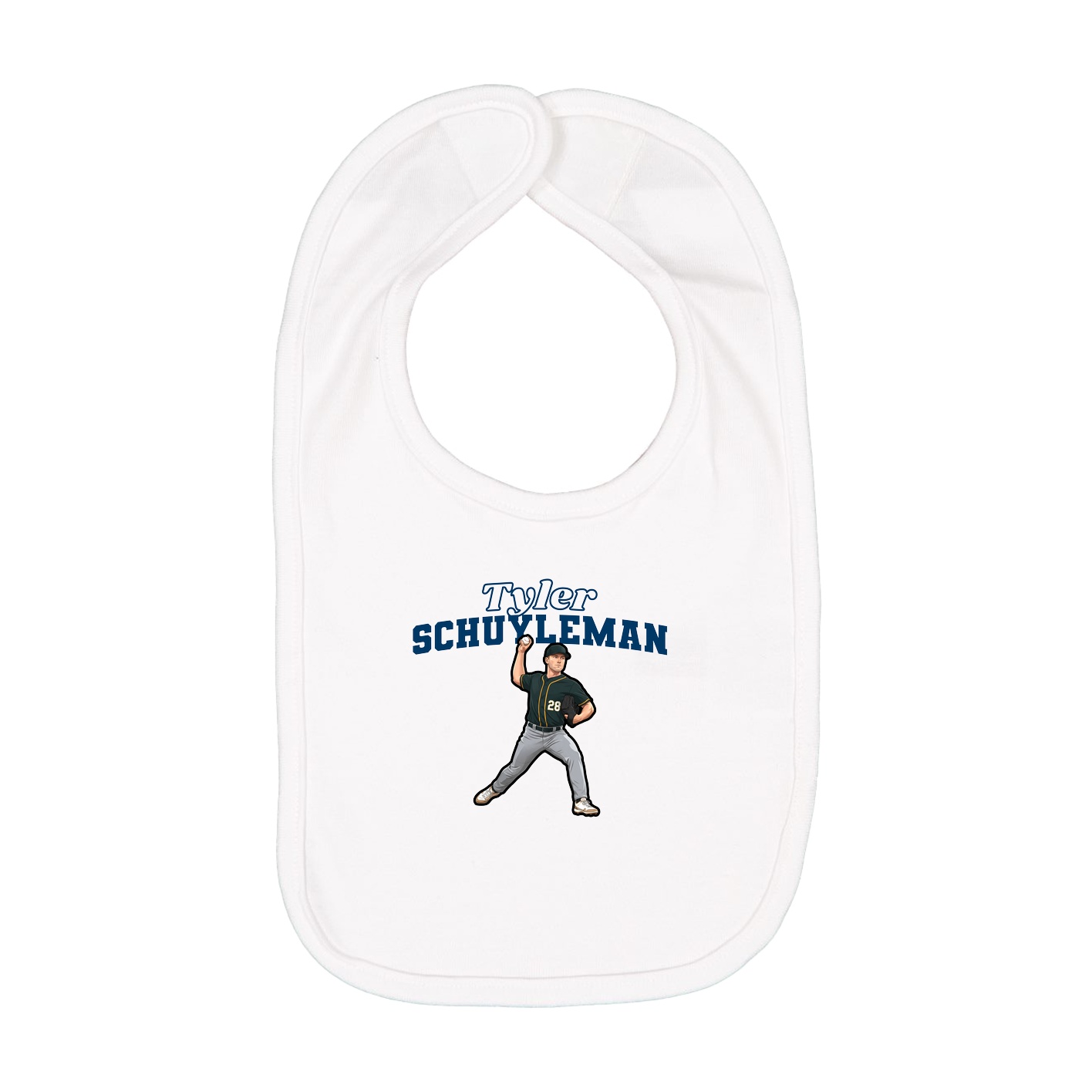 Infant Bib — Name Arch in White