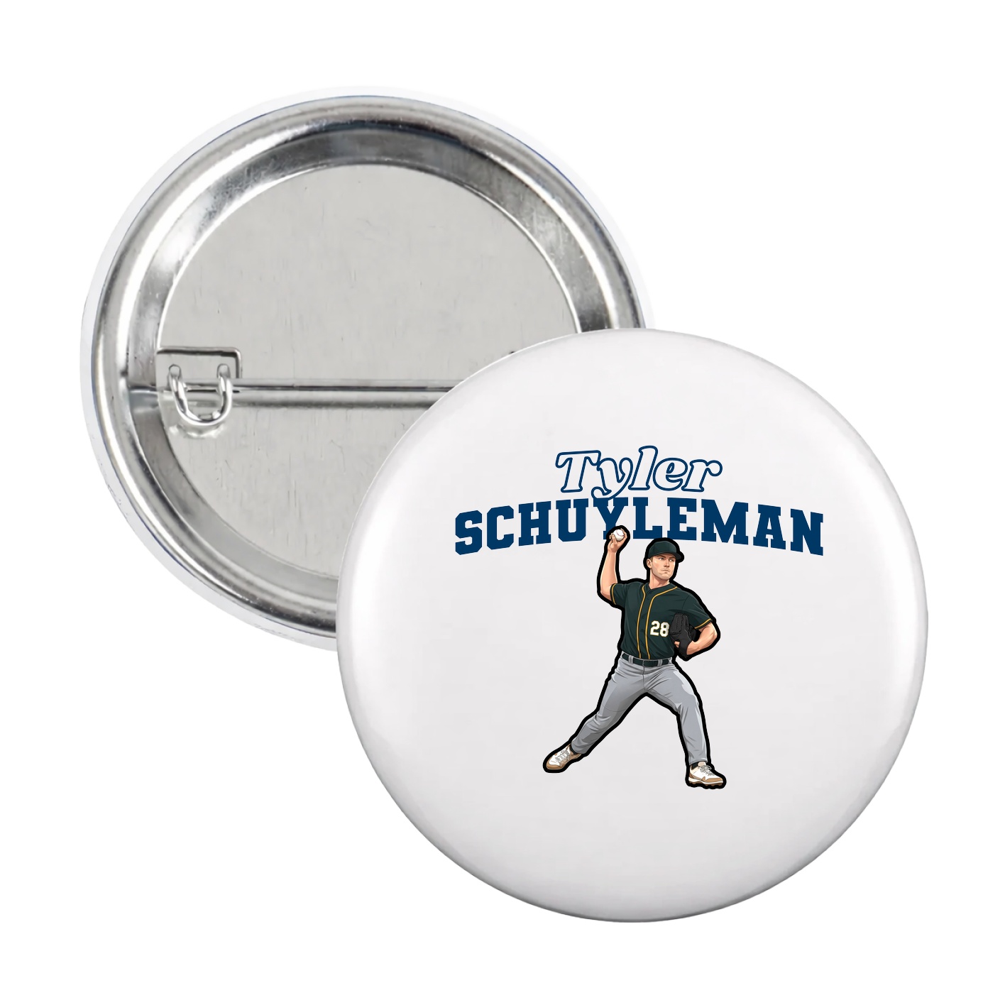 Game Day Button — Name Arch in White