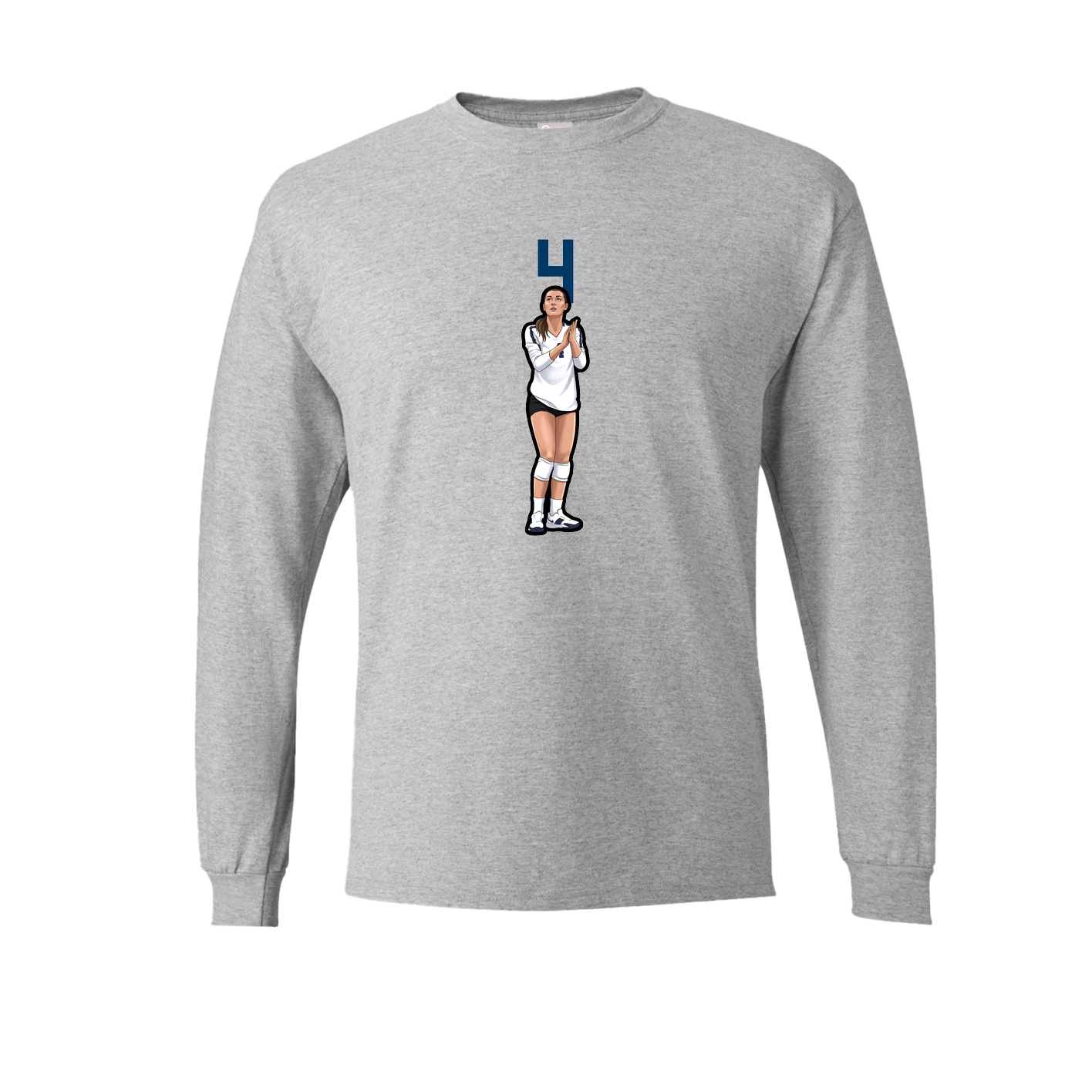 Long Sleeve Tee — Number Top in Grey