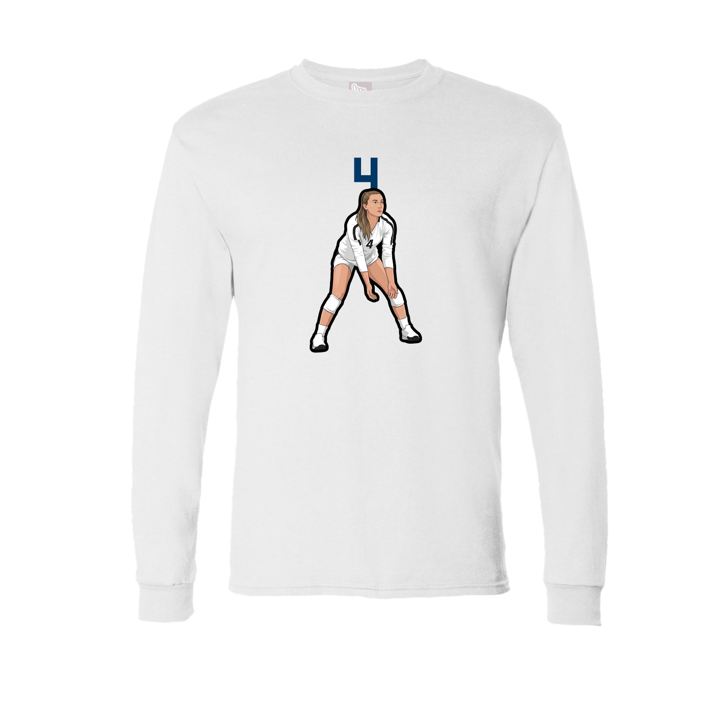 Long Sleeve Tee — Number Top in White