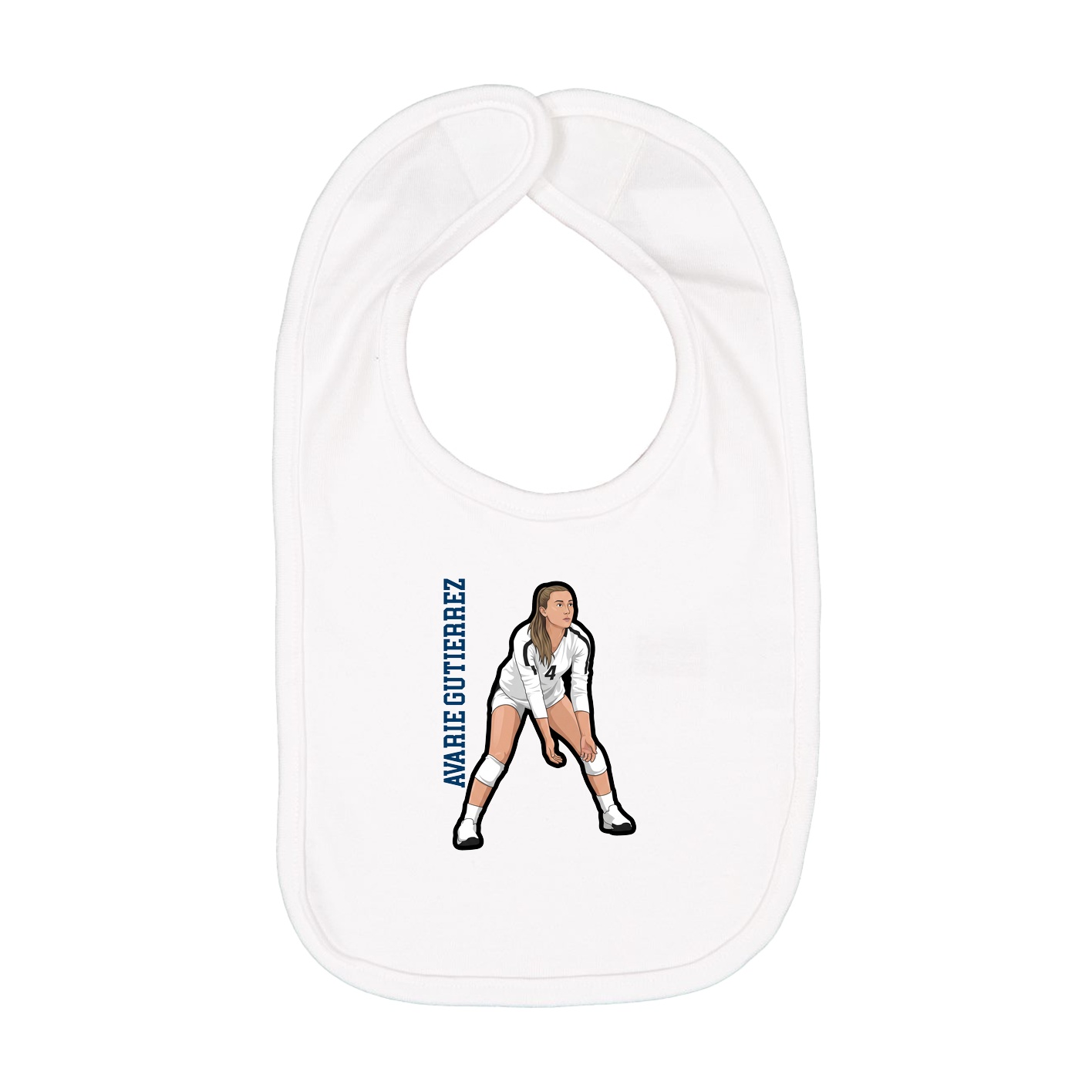 Infant Bib — Name Vertical in White