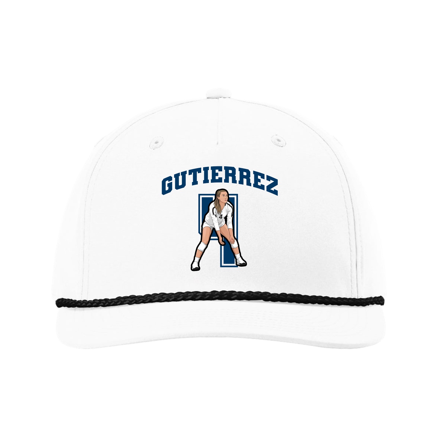 Five-Panel Classic Rope Cap — Number in White