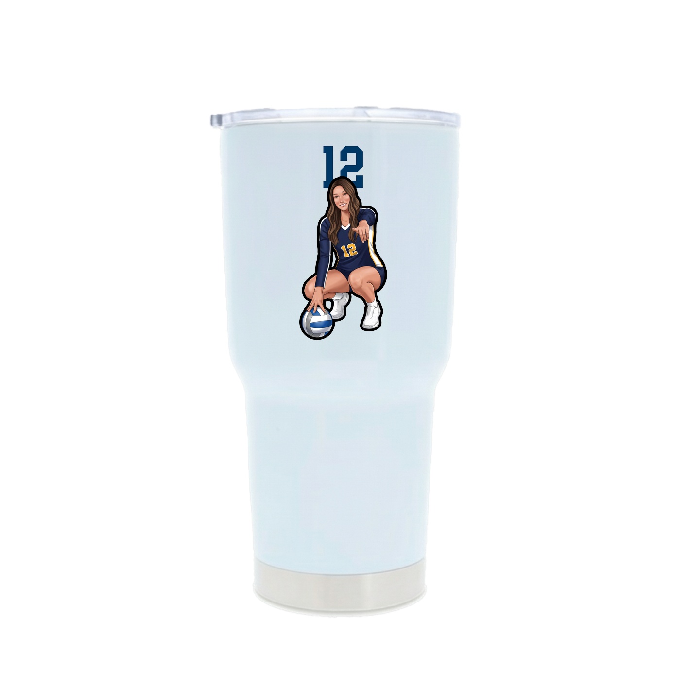 30oz Stainless Steel Tumbler — Number Top in White
