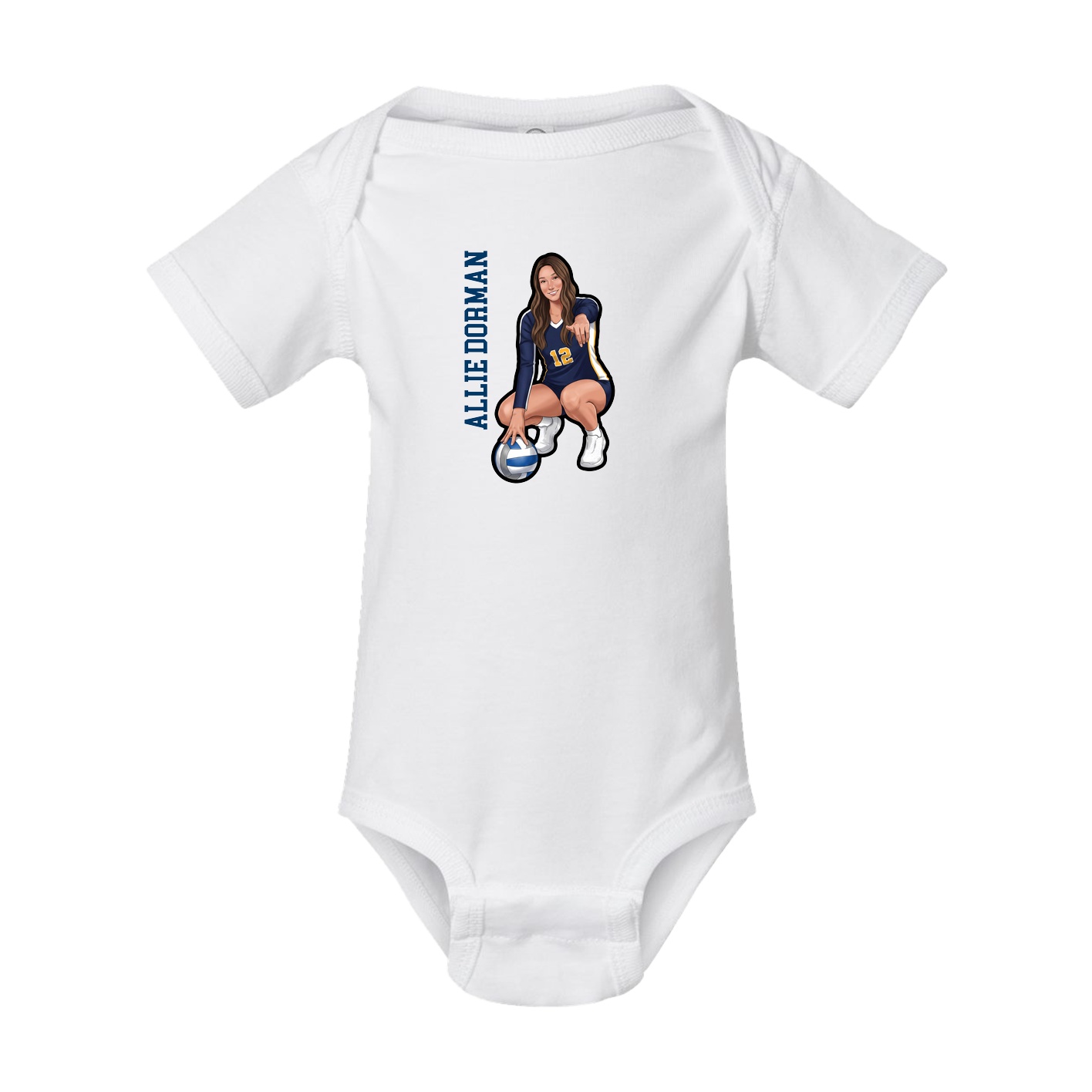 Baby Onesie — Name Vertical in White