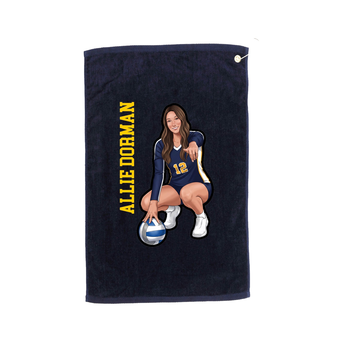 Golf Towel — Name Vertical in Navy