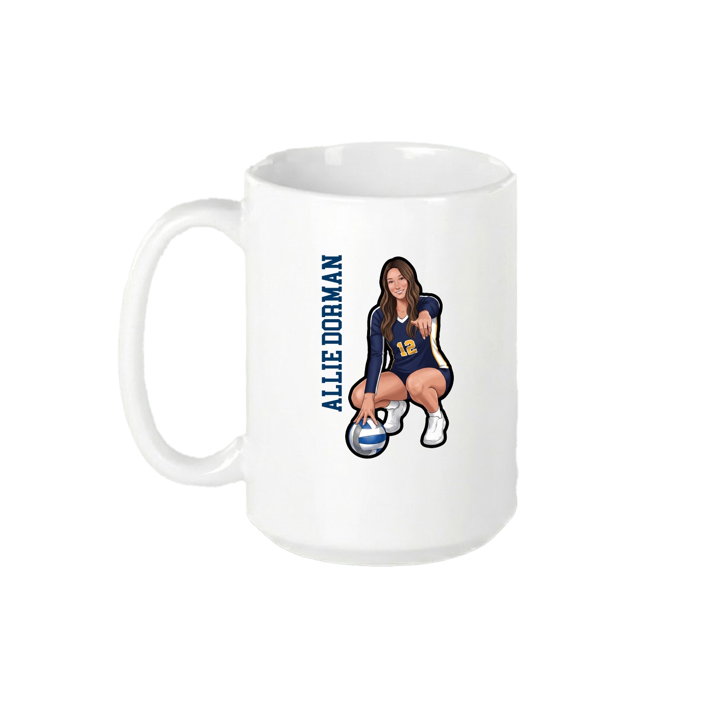 15oz Coffee Mug — Name Vertical in White
