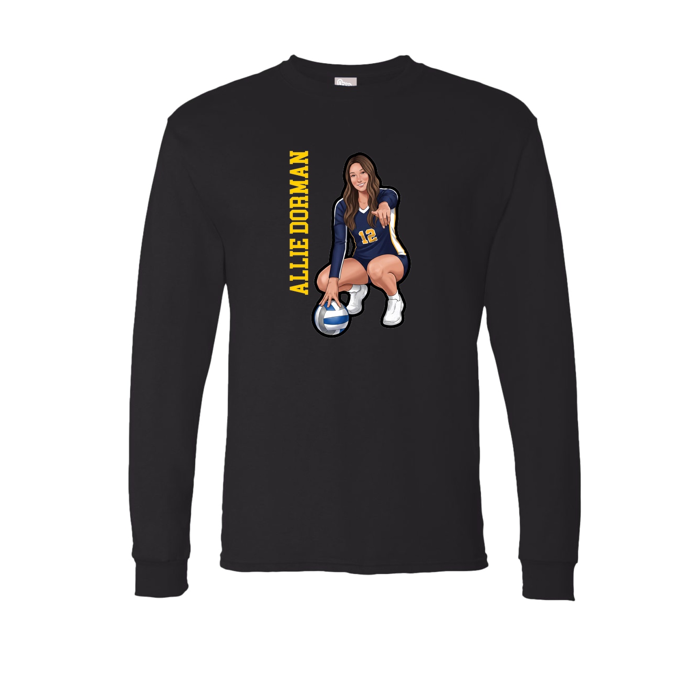 Long Sleeve Tee — Name Vertical in Black