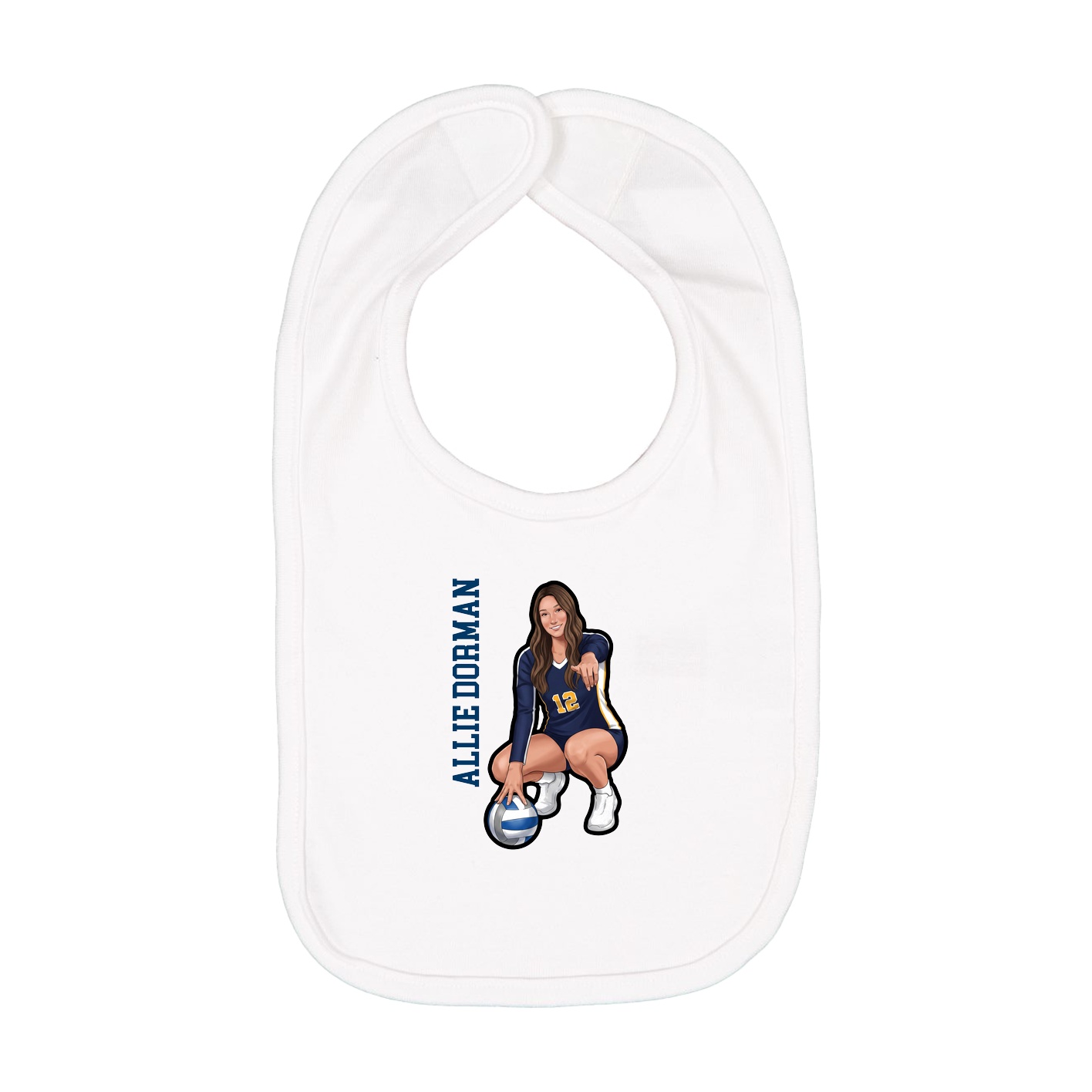 Infant Bib — Name Vertical in White