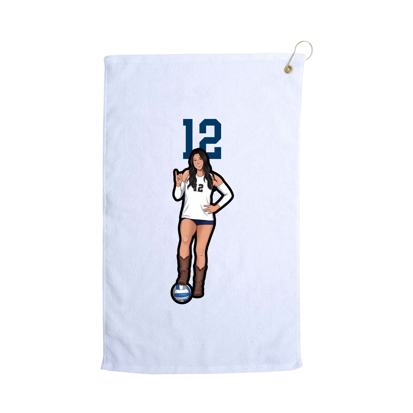 Golf Towel — Number Top in White