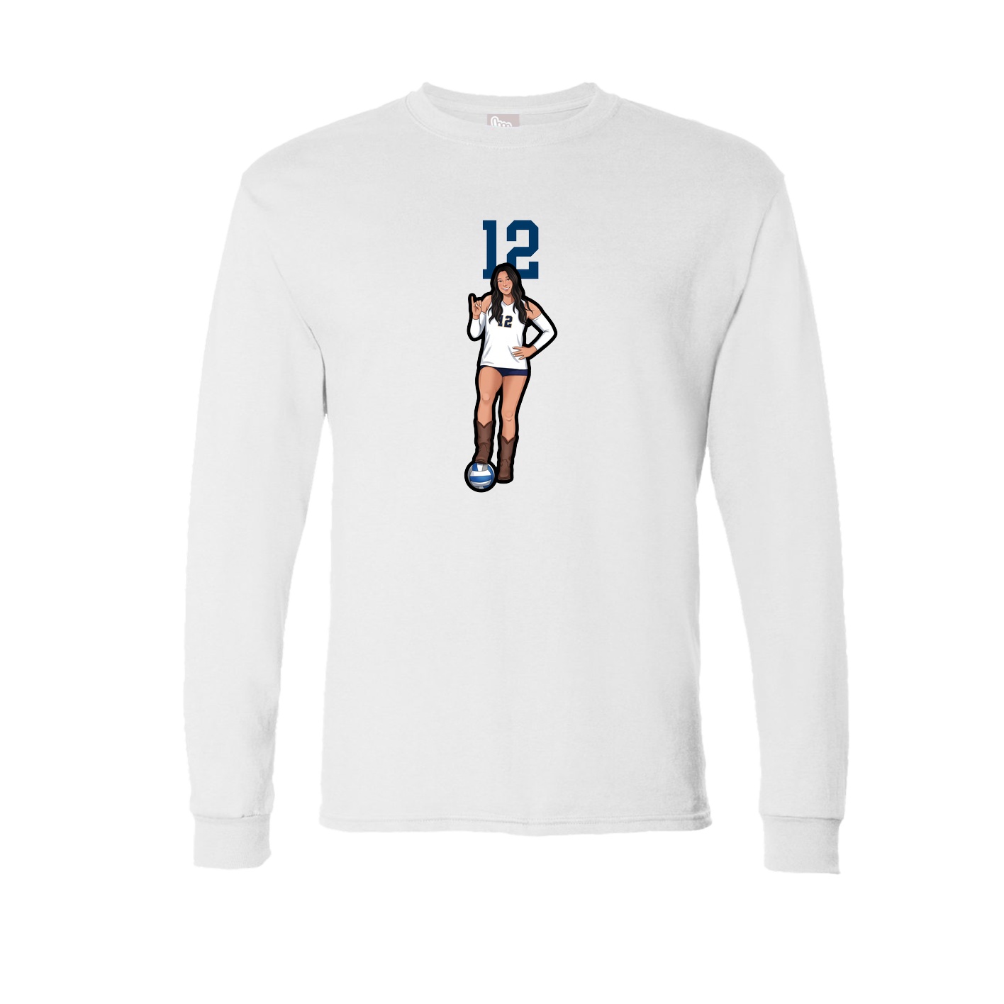 Long Sleeve Tee — Number Top in White