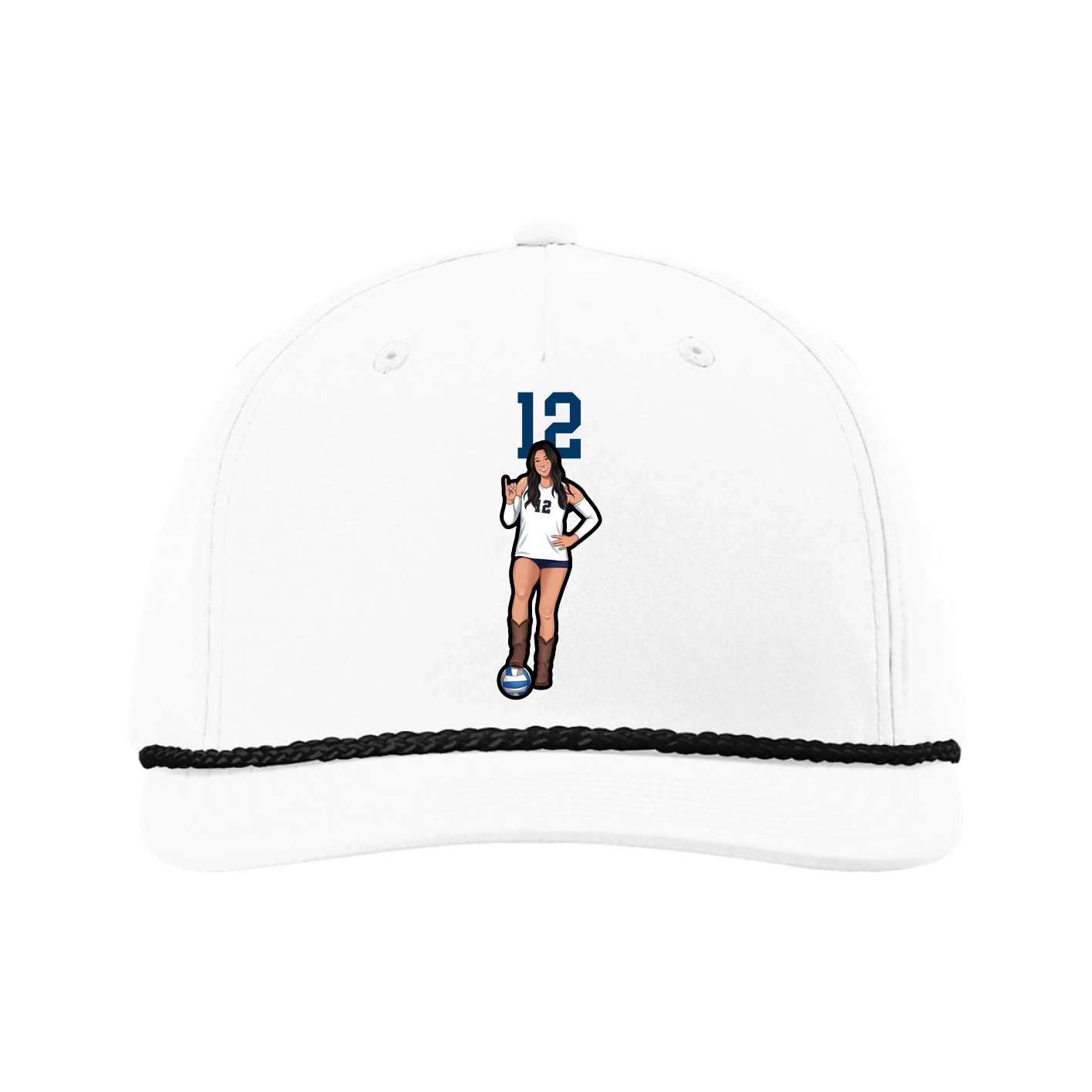 Five-Panel Classic Rope Cap — Number Top in White