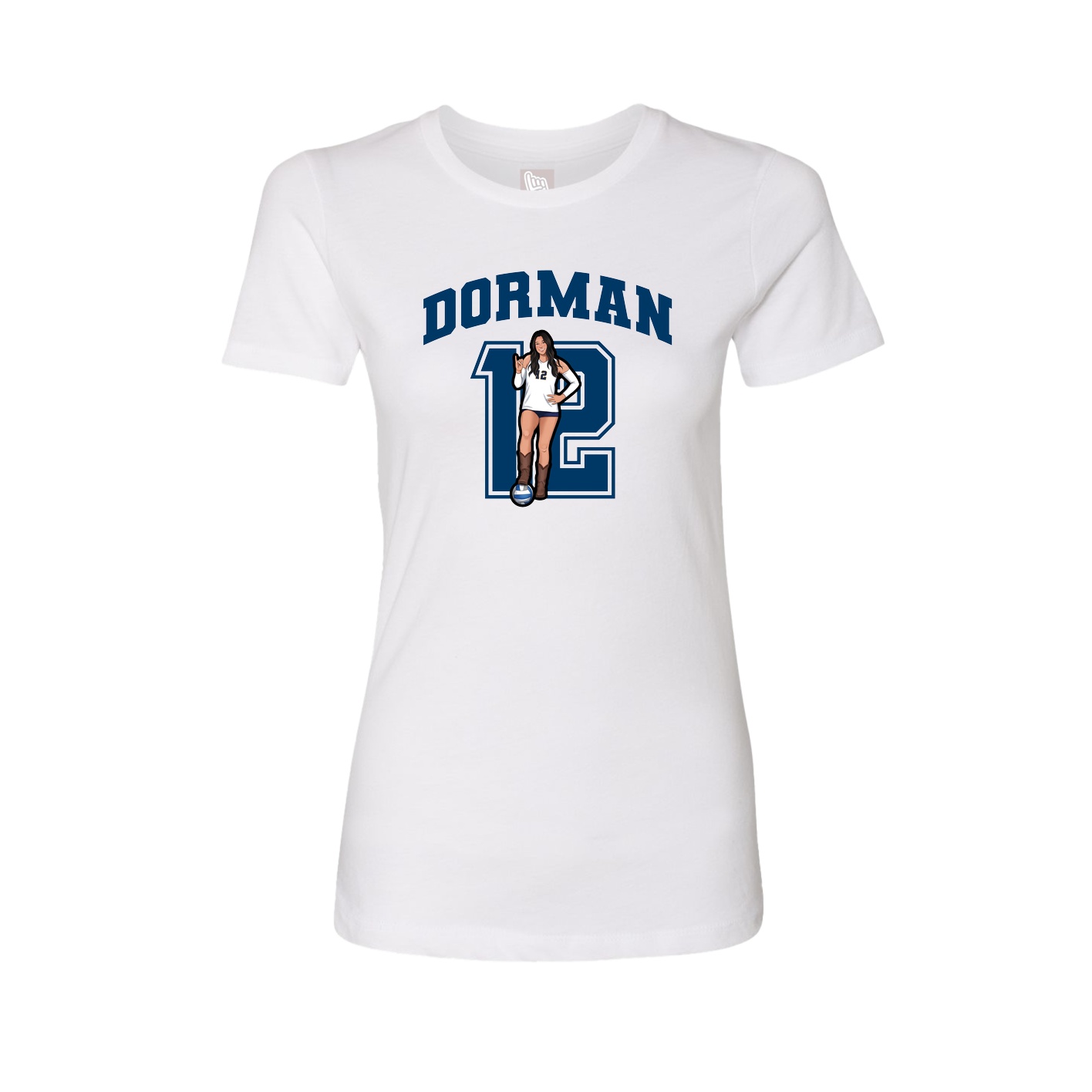 Fitted Women's Tee — Number in White