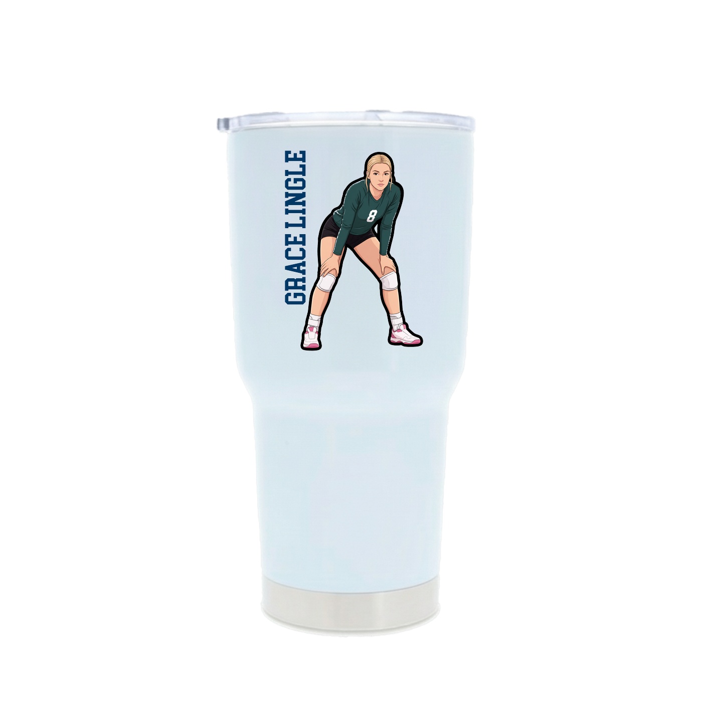 30oz Stainless Steel Tumbler — Name Vertical in White