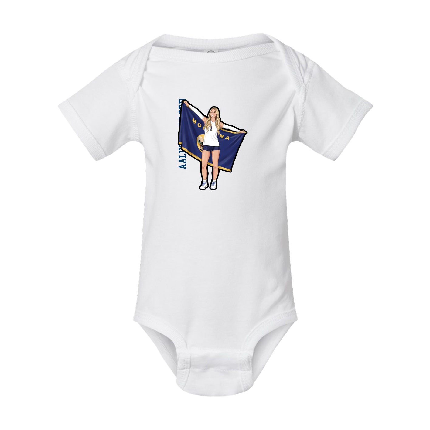 Baby Onesie — Name Vertical in White