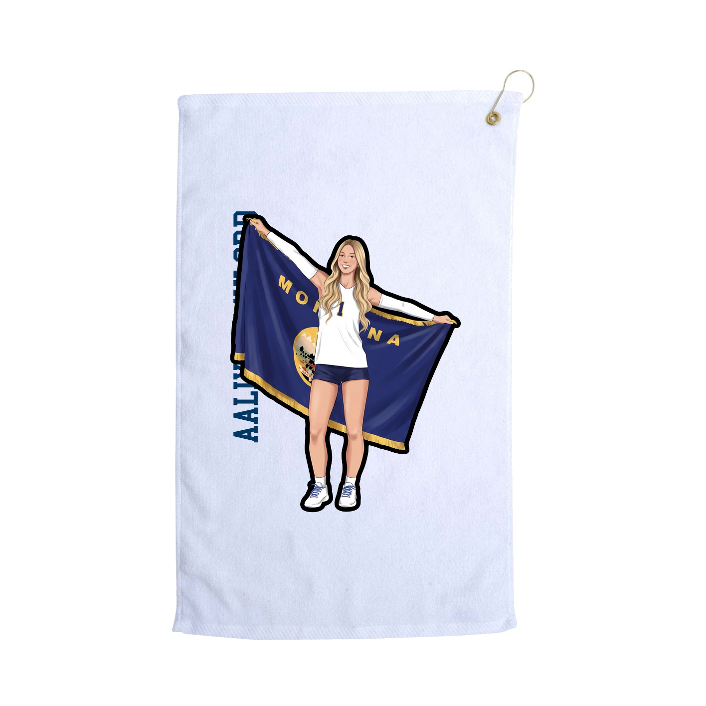 Golf Towel — Name Vertical in White