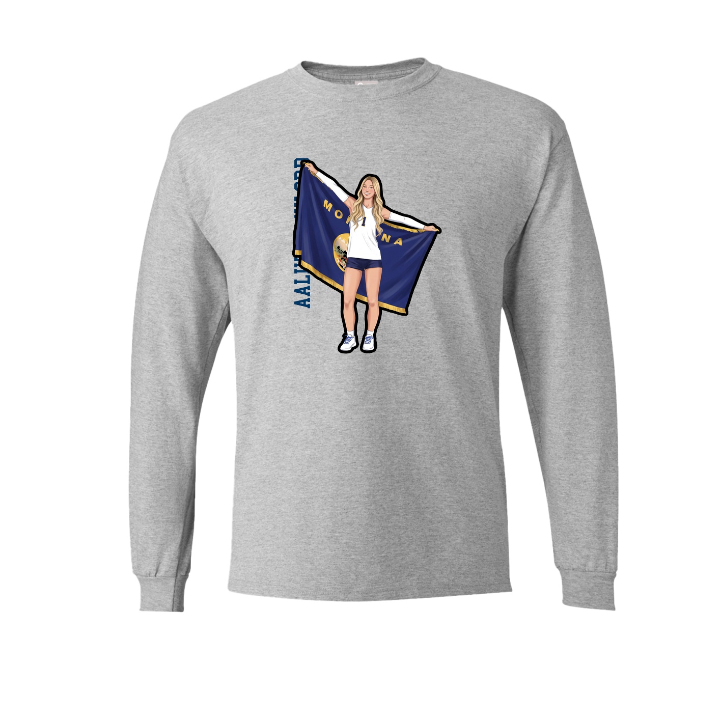 Long Sleeve Tee — Name Vertical in Grey