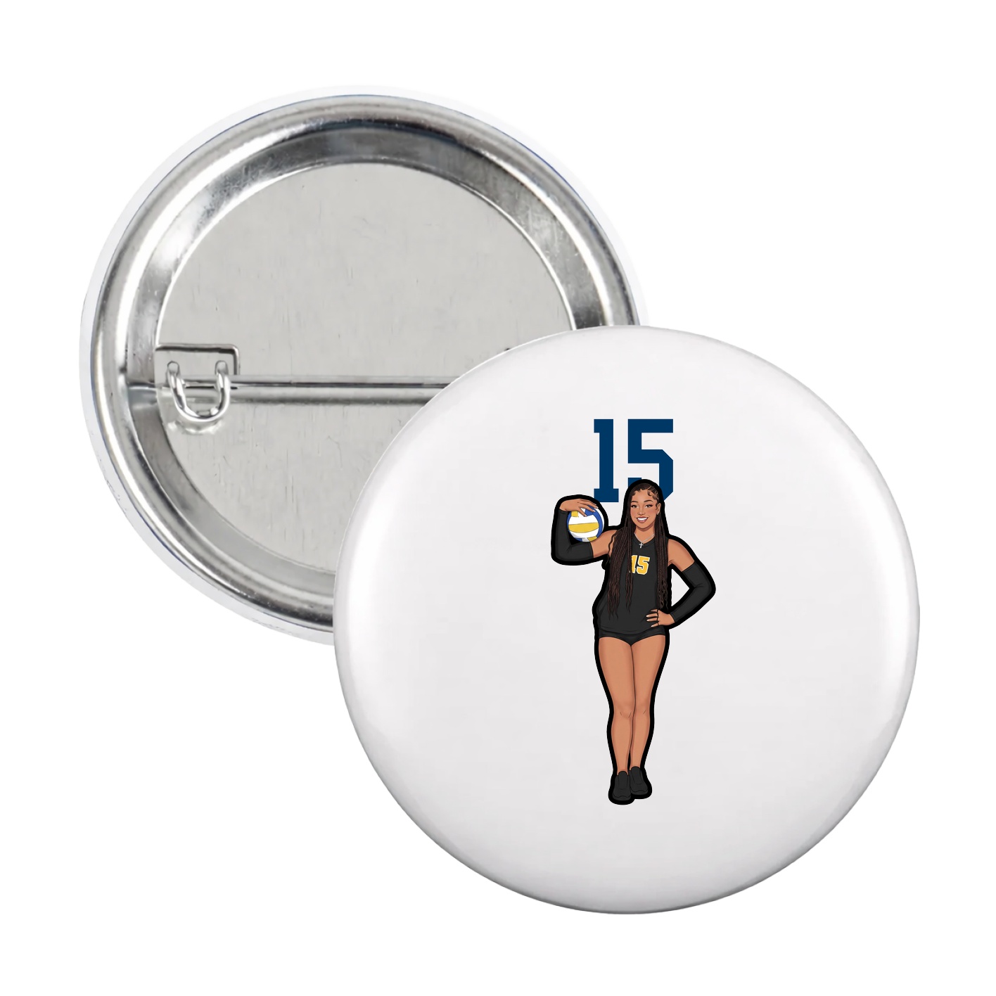 Game Day Button — Number Top in White