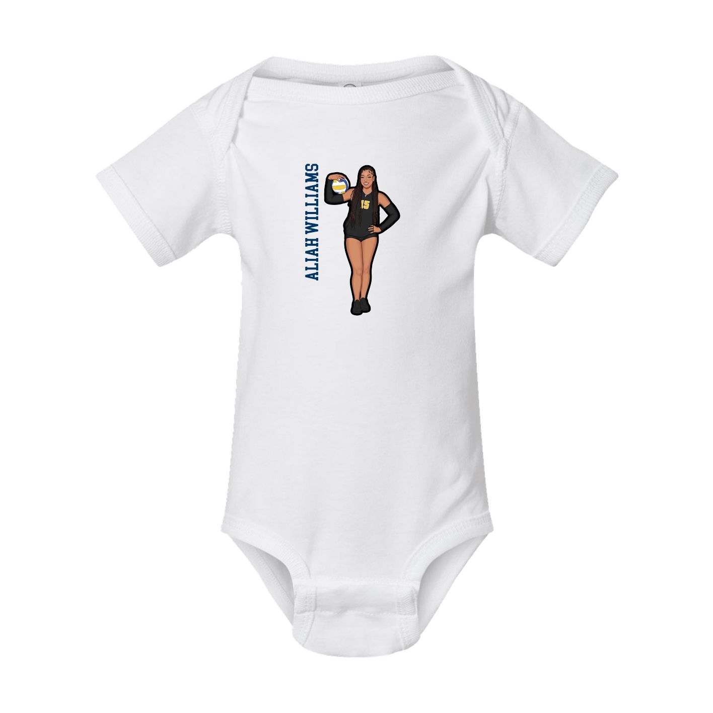 Baby Onesie — Name Vertical in White