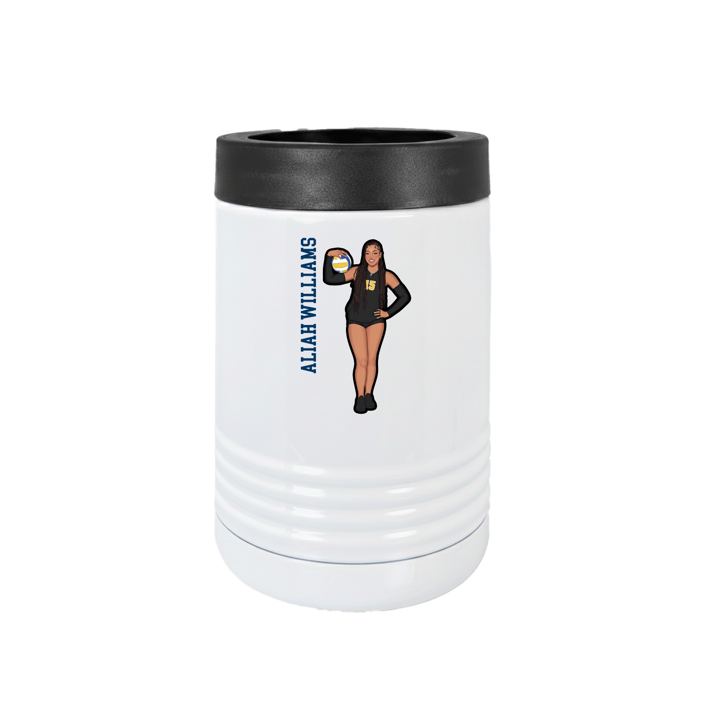 Beverage Holder — Name Vertical in White